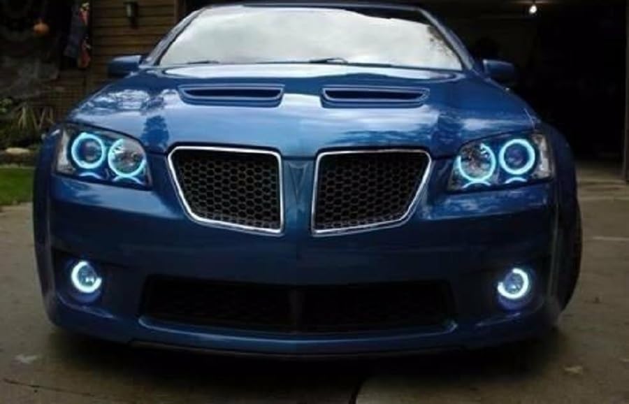 White LED Halo Fog Lights Kit for 2008-2009 Pontiac G8 GT - Durable HID Replacement Bulbs with Bright Beam for Night Driving & Off-Road Use