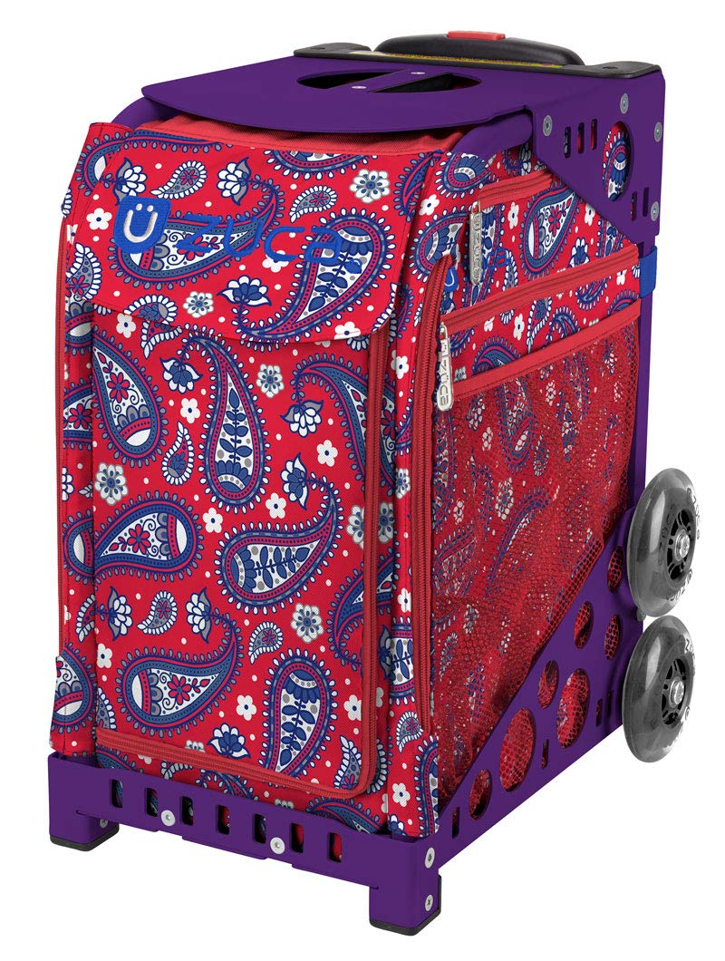 Zuca Sport Bag - Red Paisley Design with Purple Frame | Durable Gym & Travel Duffel for Athletes & Fitness Enthusiasts | Perfect for Yoga, Workouts & Sports Gear Storage