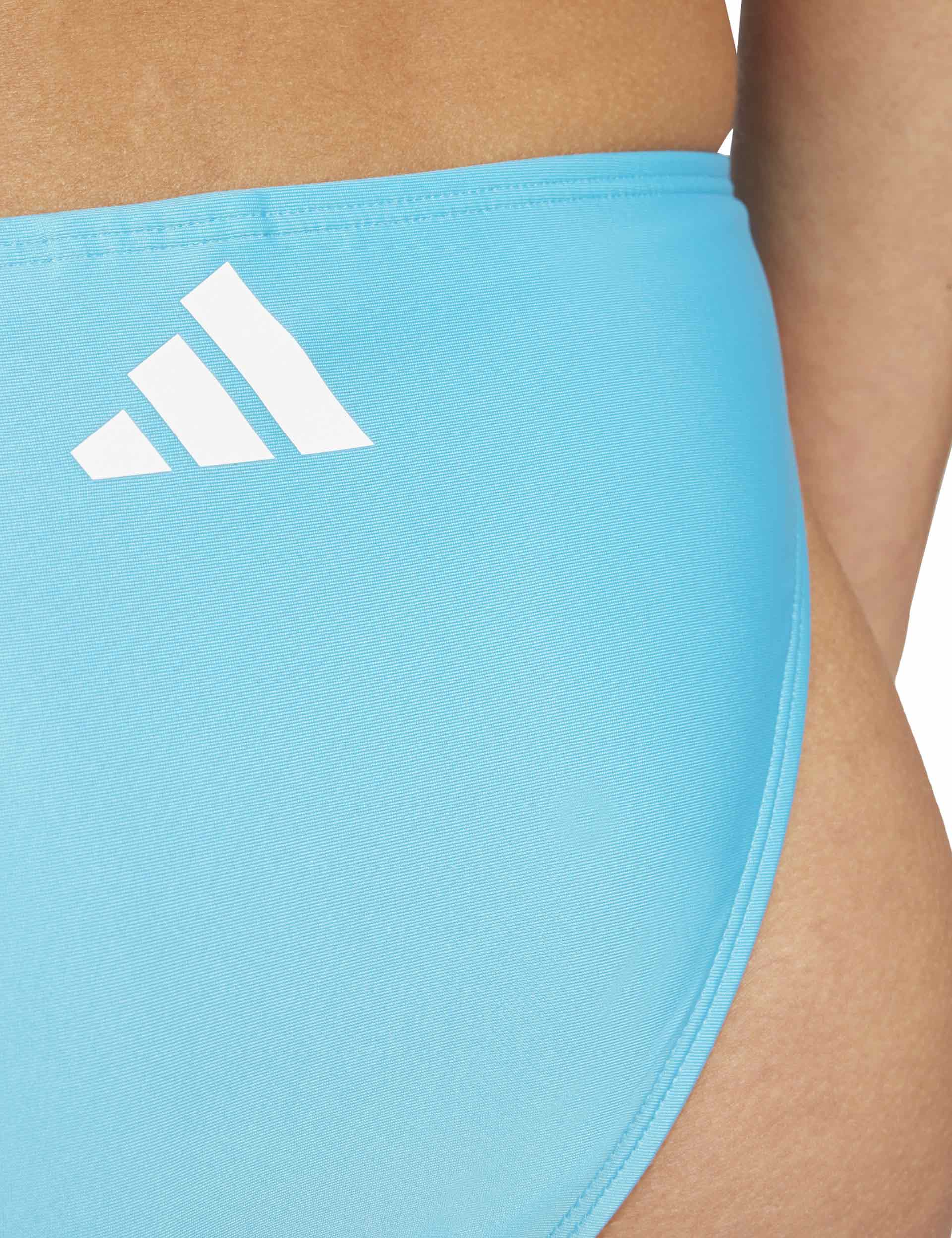 3 Stripes V Back Bikini Swimsuit - Lucid Cyan & White - Women's Sexy Two Piece Bathing Suit for Beach, Pool & Summer Vacations