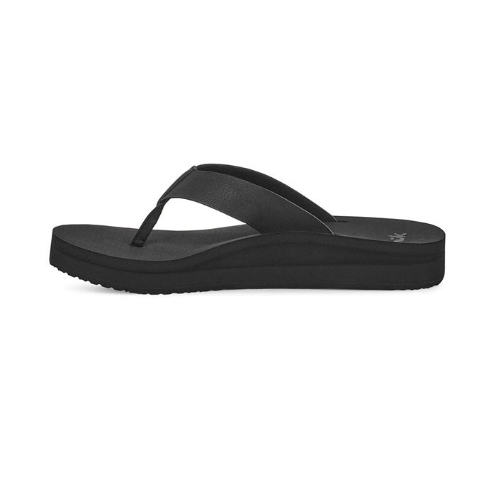 Sanuk Women's Highland Wedge Sandals - Comfortable Black Slip-On Sandals for Beach, Vacation & Summer Outfits