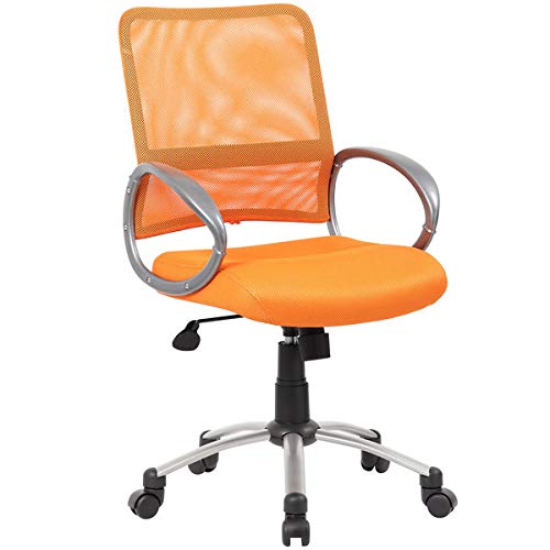 Ergonomic Orange Mesh Task Chair with Pewter Finish & Casters - Comfortable Computer Desk Chair for Home Office, Workplace & School | Perfect for Long Hours of Work, Gaming & Online Learning
