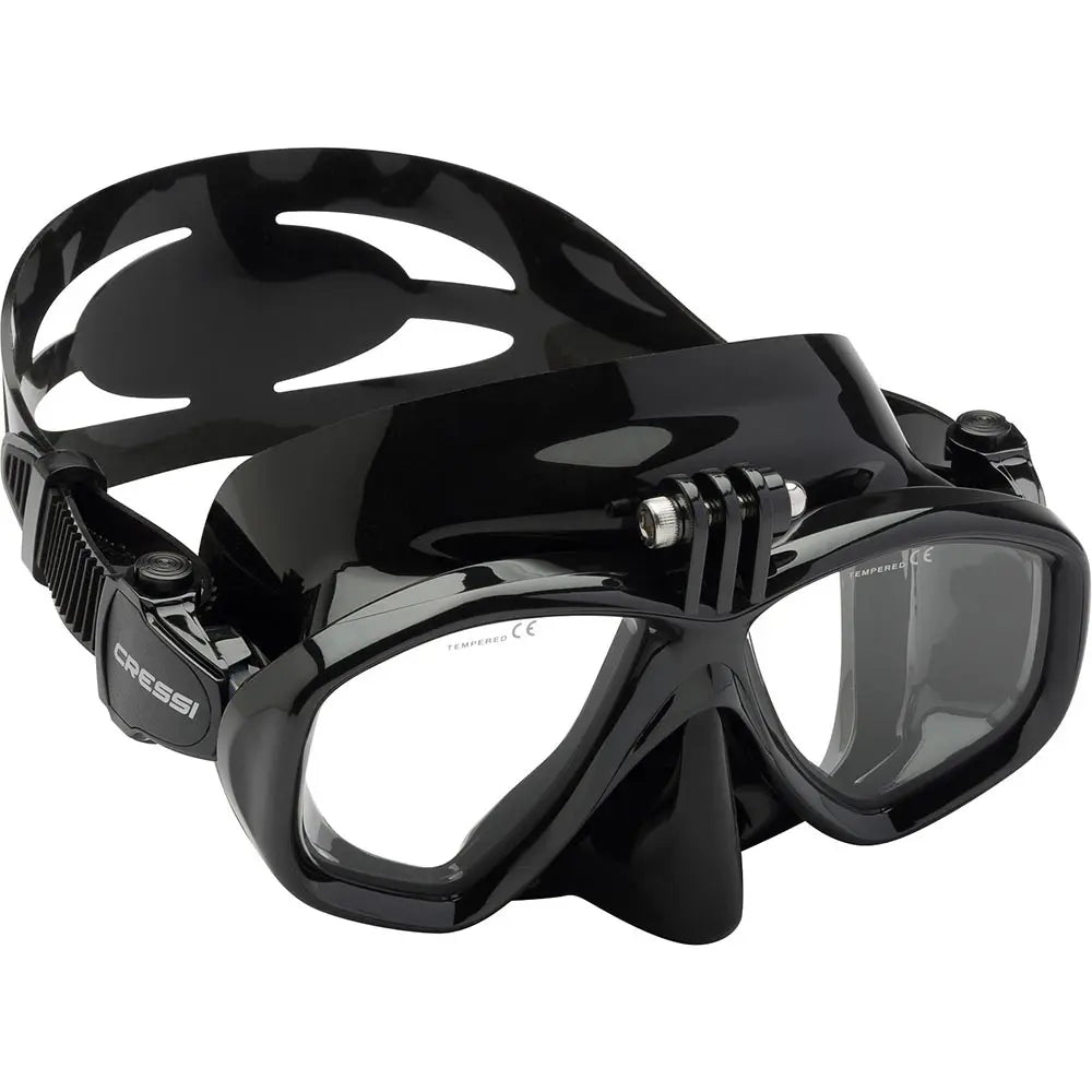 Cressi Action Dive Mask with GoPro Mount - Anti-Fog Scuba Diving & Snorkeling Mask with Free Snorkel Set - Perfect for Underwater Photography and Ocean Adventures
