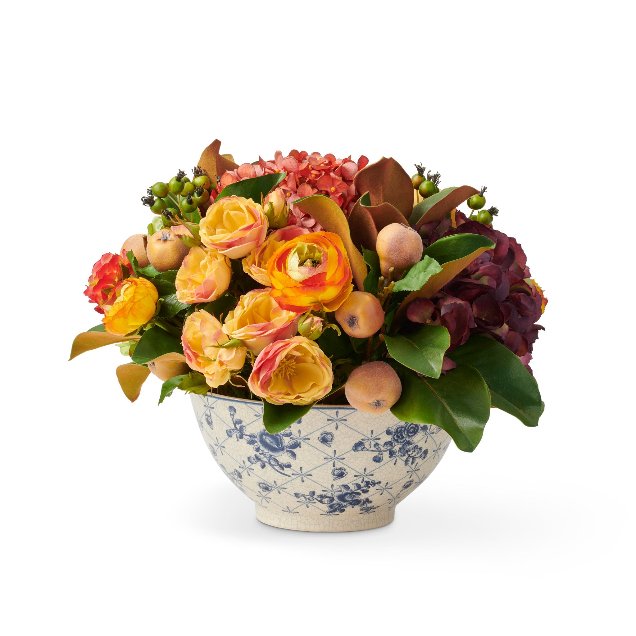 Mix Fall Floral in Trellis Bowl - Elegant Seasonal Centerpiece for Thanksgiving, Autumn Home Decor & Wedding Table Arrangements