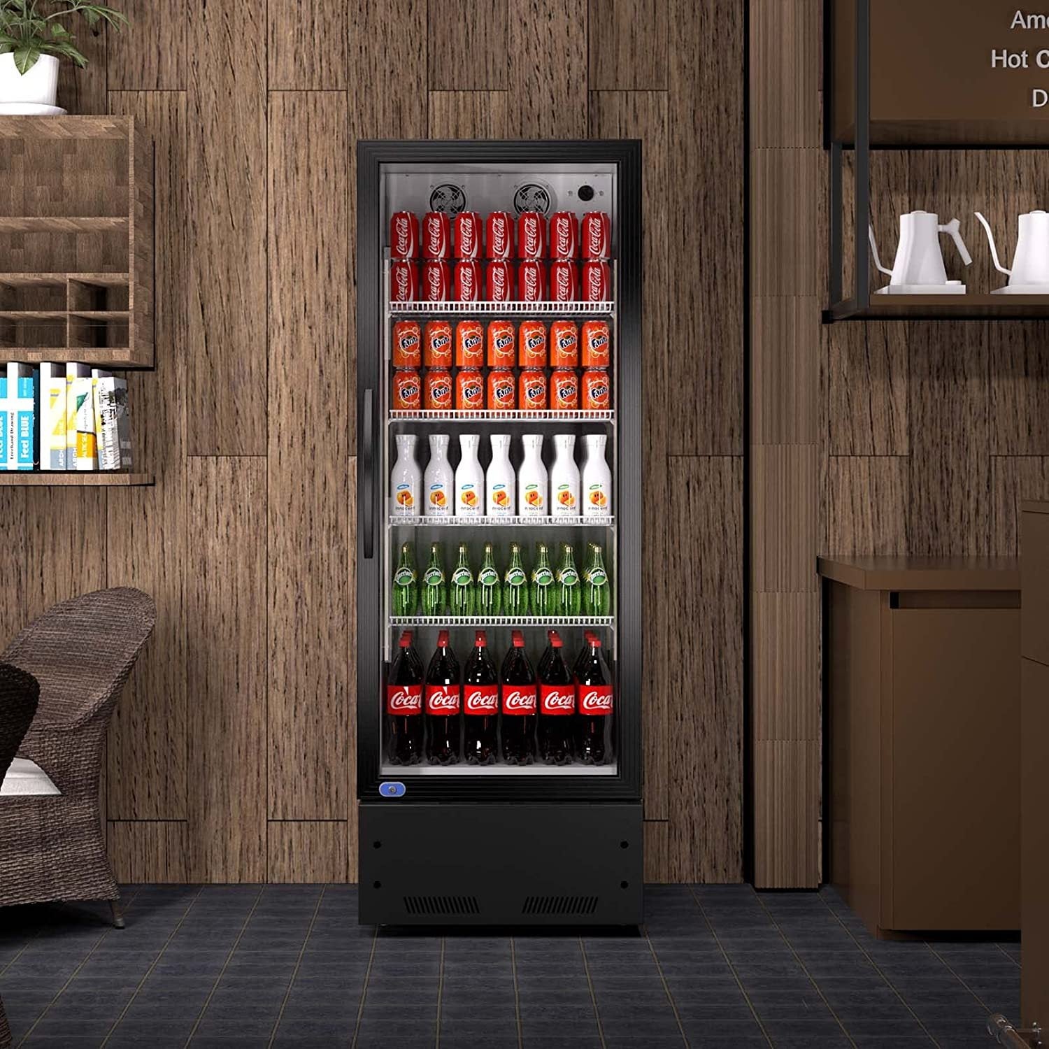 16.5 Cu. Ft Commercial Reach-In Refrigerator - ETL Approved Beverage Cooler with LED Lighting for Restaurants, Bars, Shops & Convenience Stores - Perfect for Chilling Drinks & Displaying Merchandise - Black