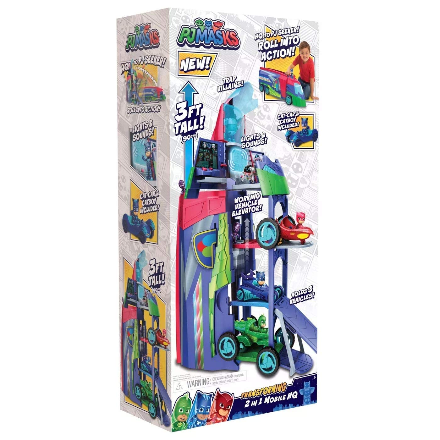 PJ Masks Transforming 2-in-1 Mobile HQ Playset - Superhero Toy for Kids Ages 3+ by Just Play - Perfect for Imaginative Play & PJ Masks Adventures