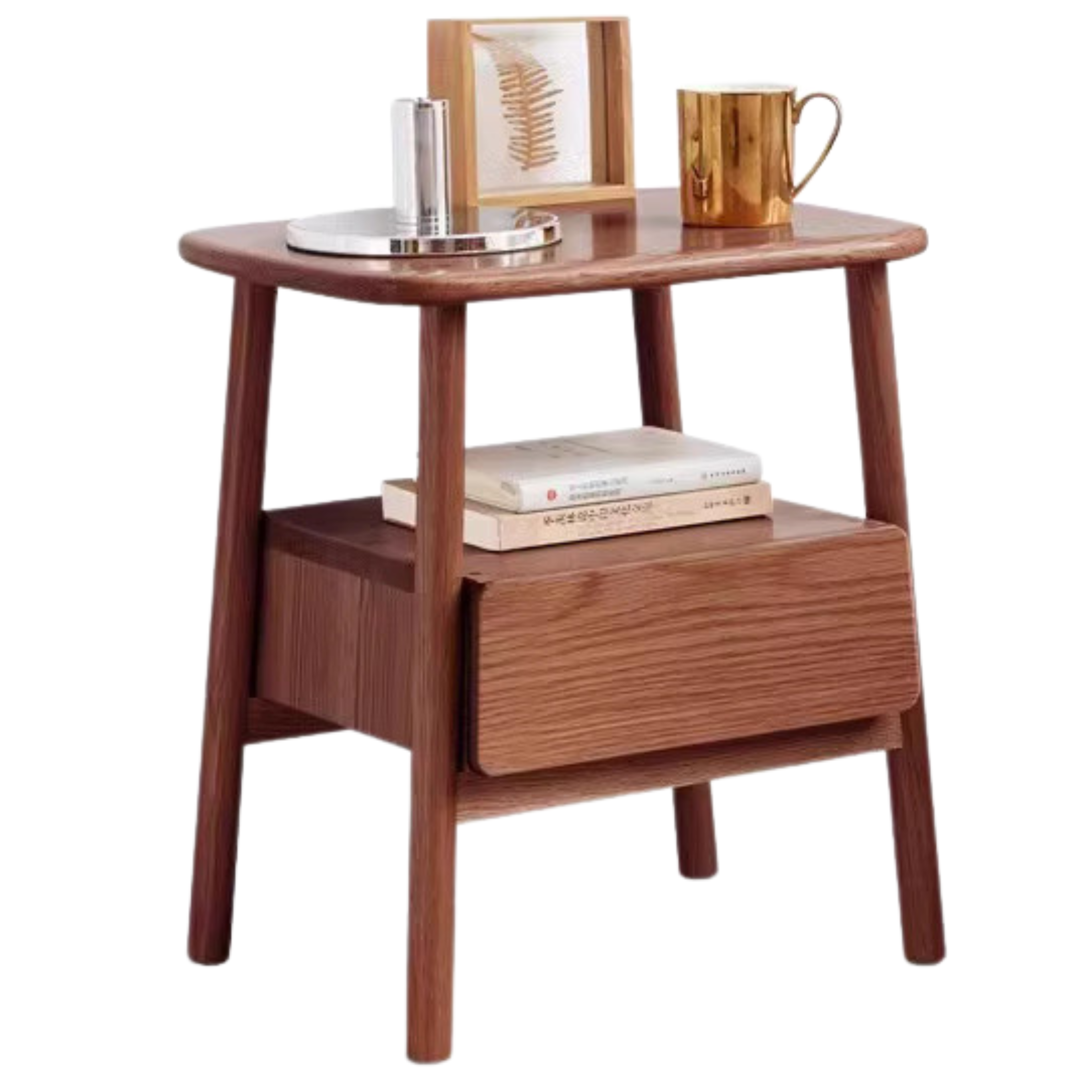 17.7x13.8x19.7 inch / 45x35x50cm / Walnut color / single drawer side table
