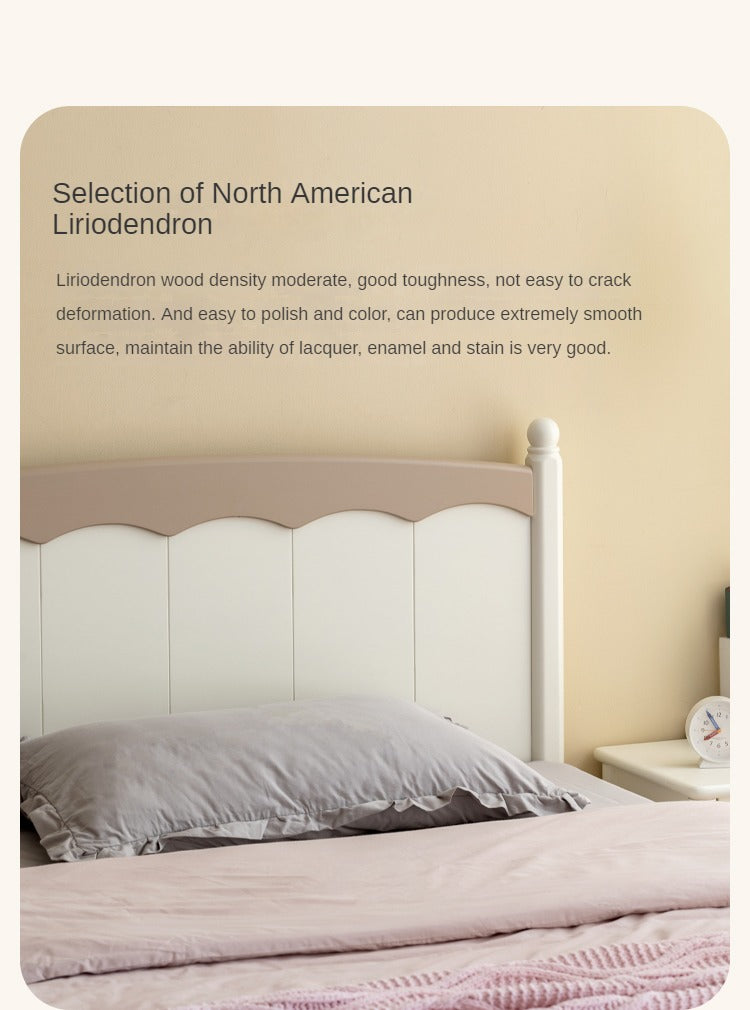 Modern Poplar Solid Wood Kids Bed - Sturdy, Safe & Eco-Friendly for Boys & Girls Bedroom, Nursery or Guest Room