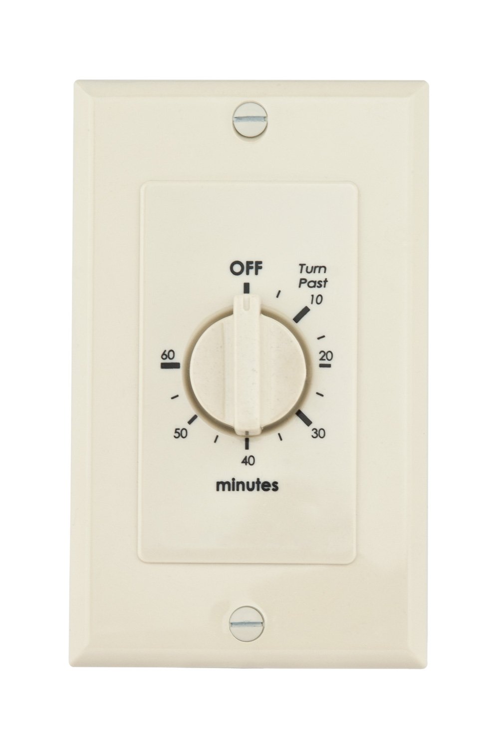 Reliance Controls WB060Y 60-Minute Spring-Wound In-Wall Timer Switch - Ivory White for Bathroom, Kitchen & Home Automation - Energy Saving Mechanical Timer for Lights, Fans & Appliances