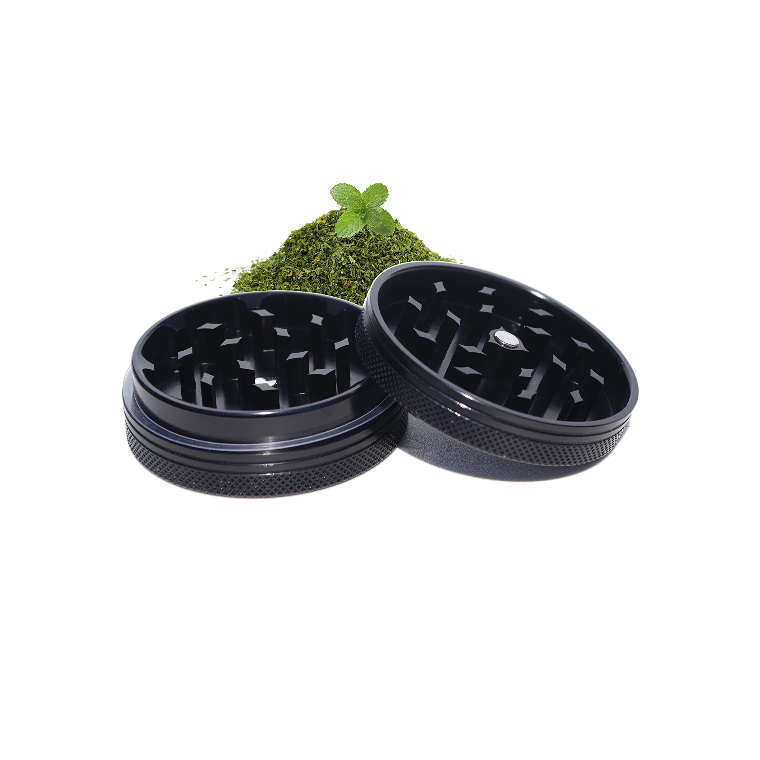 Chromium Crusher 2 Inch Small Thin Herb Grinder - Black | Premium Metal Spice Grinder for Herbs, Tobacco & Tea | Perfect for Travel, Camping & Home Use
