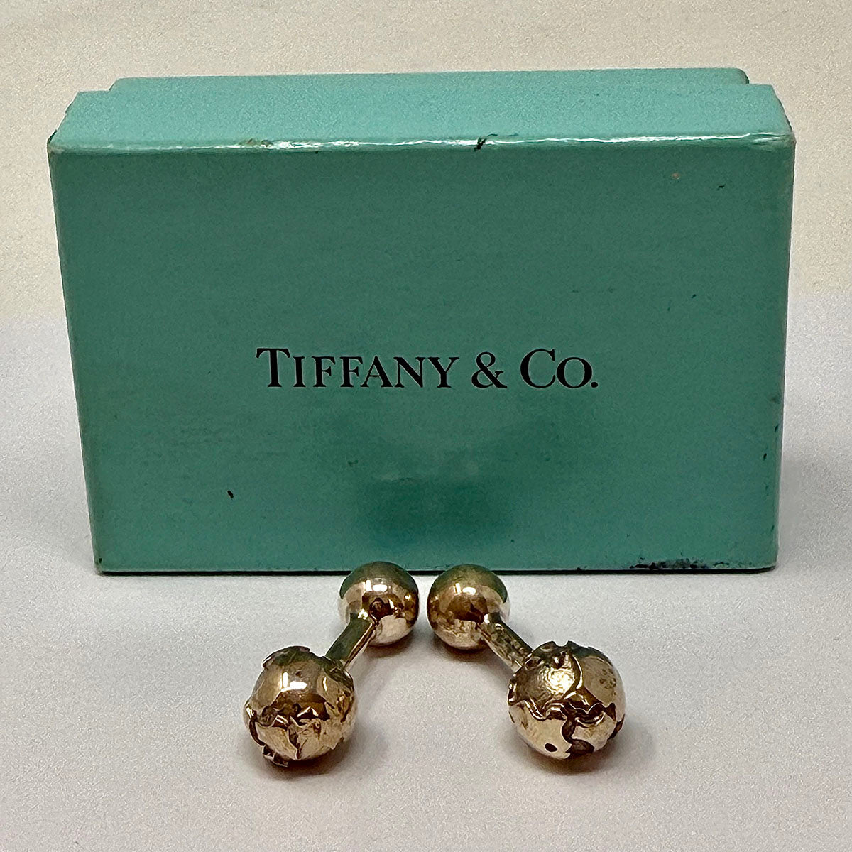 Tiffany & Co. Sterling Silver Globe Cuff Links for Men - Elegant Dress Shirt Accessories for Weddings & Formal Events