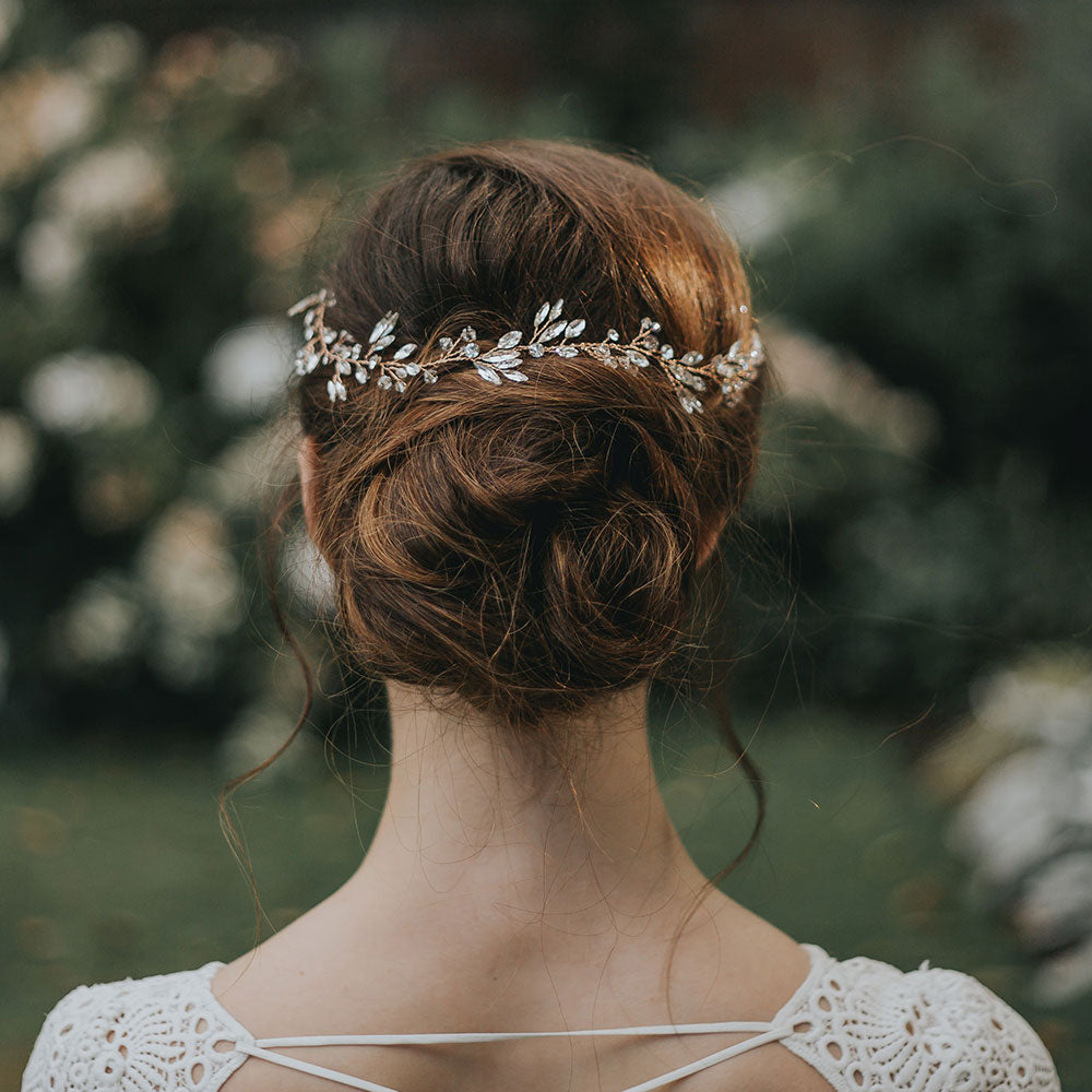 Ember Dream Rose Gold Crystal Hair Vine - Elegant Bridal Hair Accessory for Weddings, Prom & Special Occasions