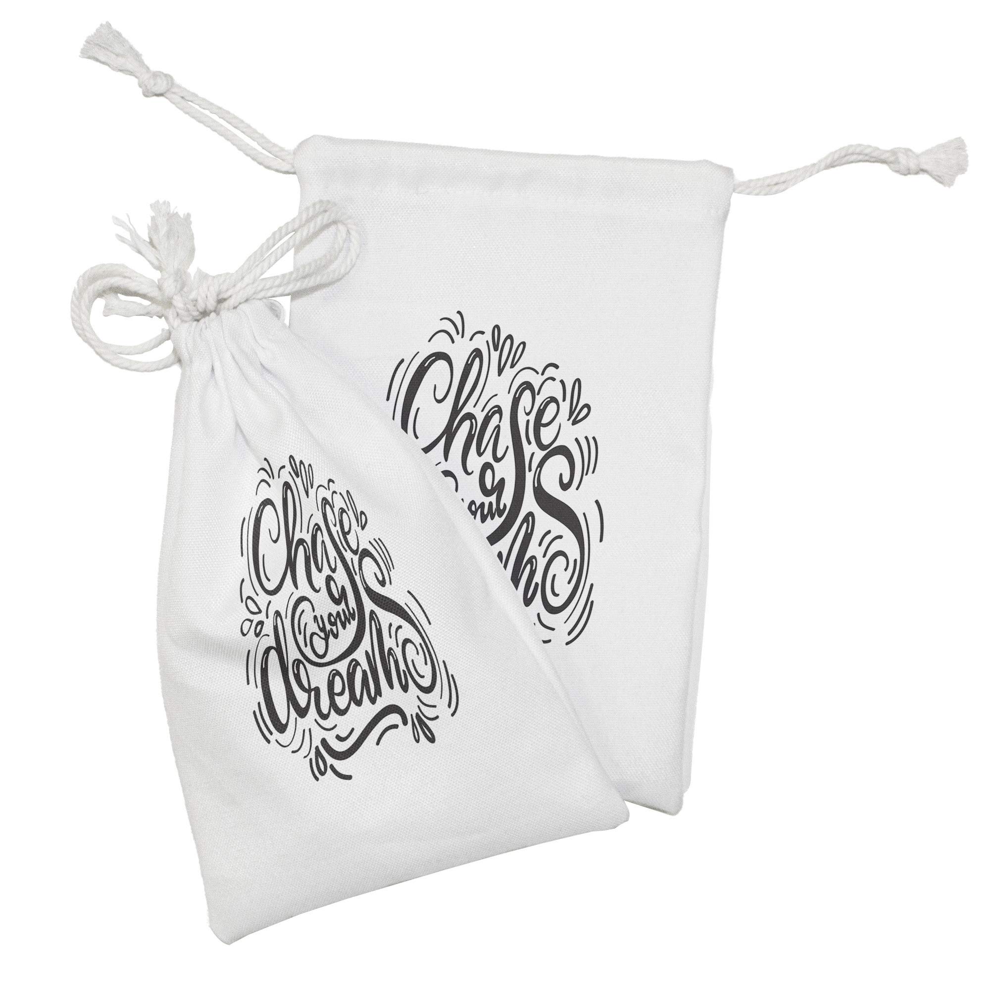 Ambesonne Dream Fabric Pouch Set of 2 - Black & White Striped Teardrop Drawstring Bags (9
