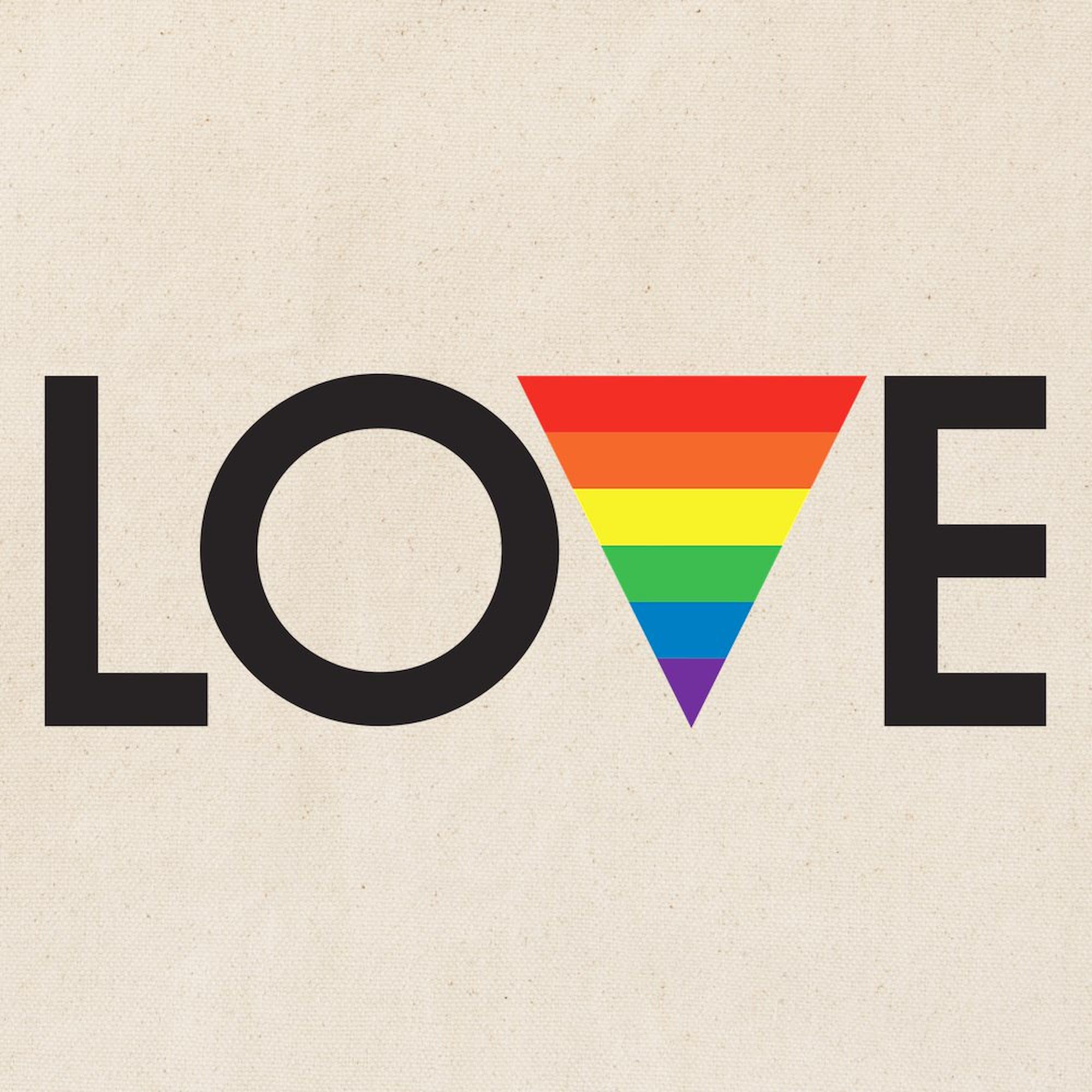 LOVE Gay Pride Tote Bag - Natural Canvas Reusable Shopping Bag for LGBTQ+ Events, Groceries & Beach Outings