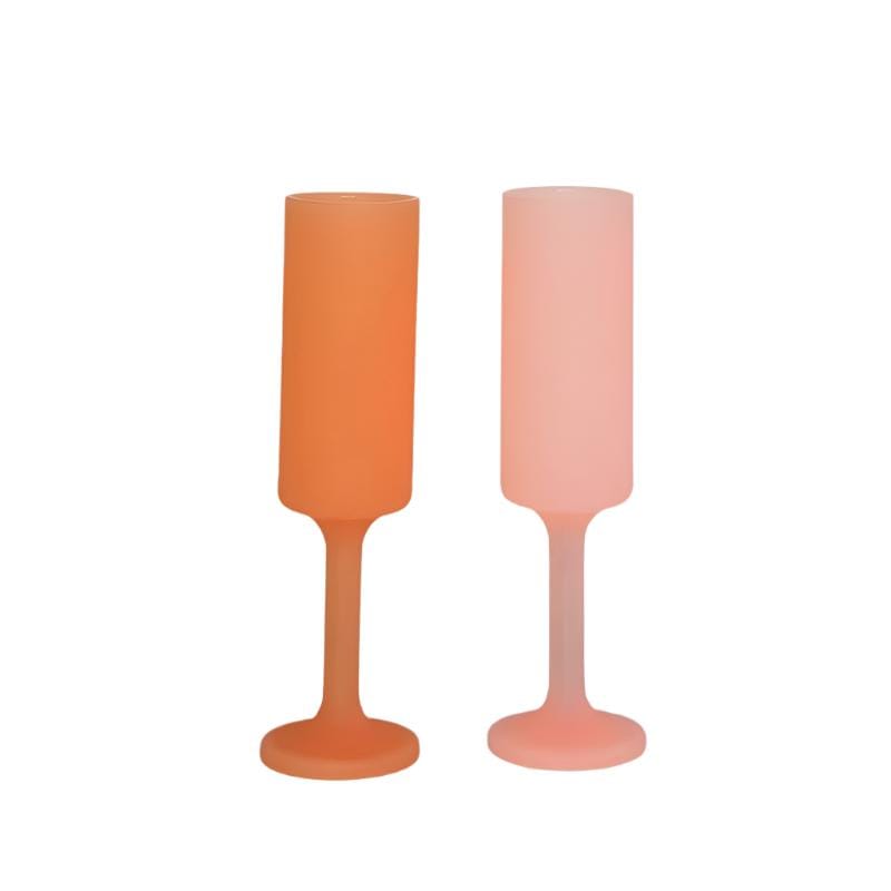 Seff Peach & Petal Silicone Champagne Flutes - Unbreakable BPA-Free Wine Glasses for Pool, Beach, Picnic & Outdoor Parties (Set of 4)