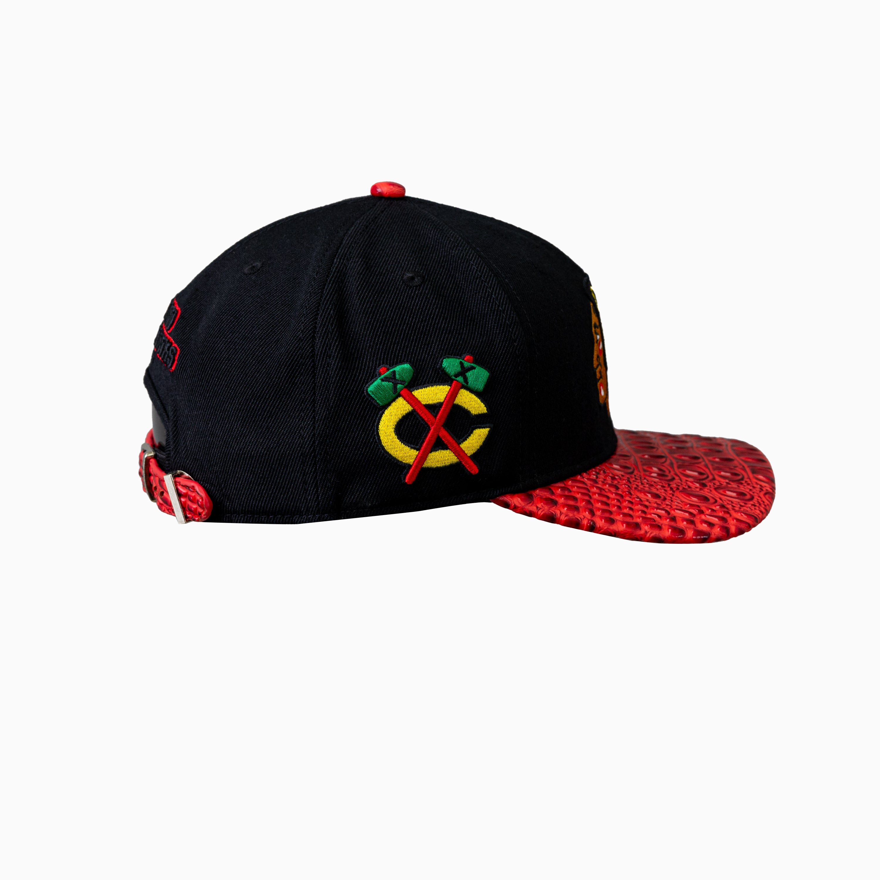 Chicago Blackhawks NHL Official Leather Visor Snapback Hat - Adjustable Baseball Cap for Men & Women - Perfect for Sports Games, Casual Wear & Fan Collections