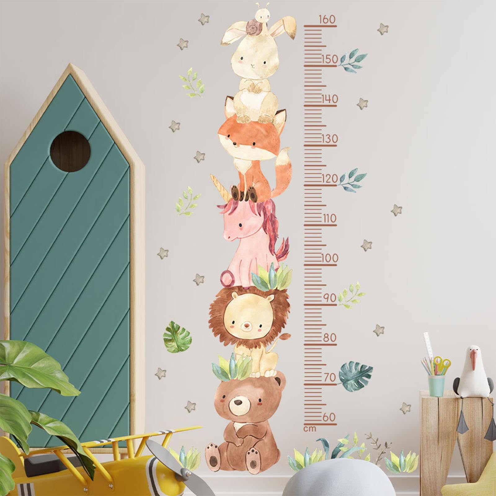 Animal Kids Growth Chart Wall Stickers - Waterproof PVC Height Measurement Decals for Nursery & Bedroom Decor | Perfect for Tracking Child's Development & Playroom Wall Art