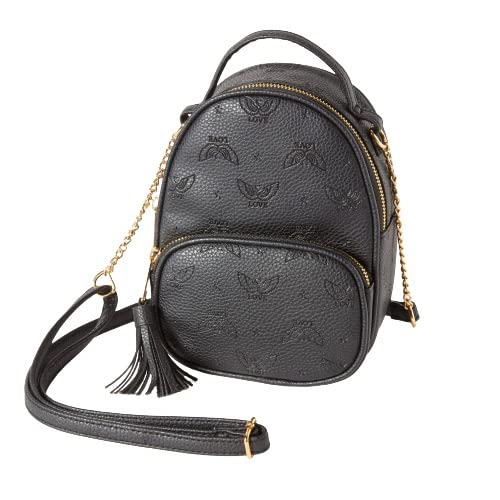 Cute Angel Wings Small Backpack Purse for Girls, Teens & Women - Lightweight Crossbody Shoulder Bag for School, Travel & Daily Use - Black