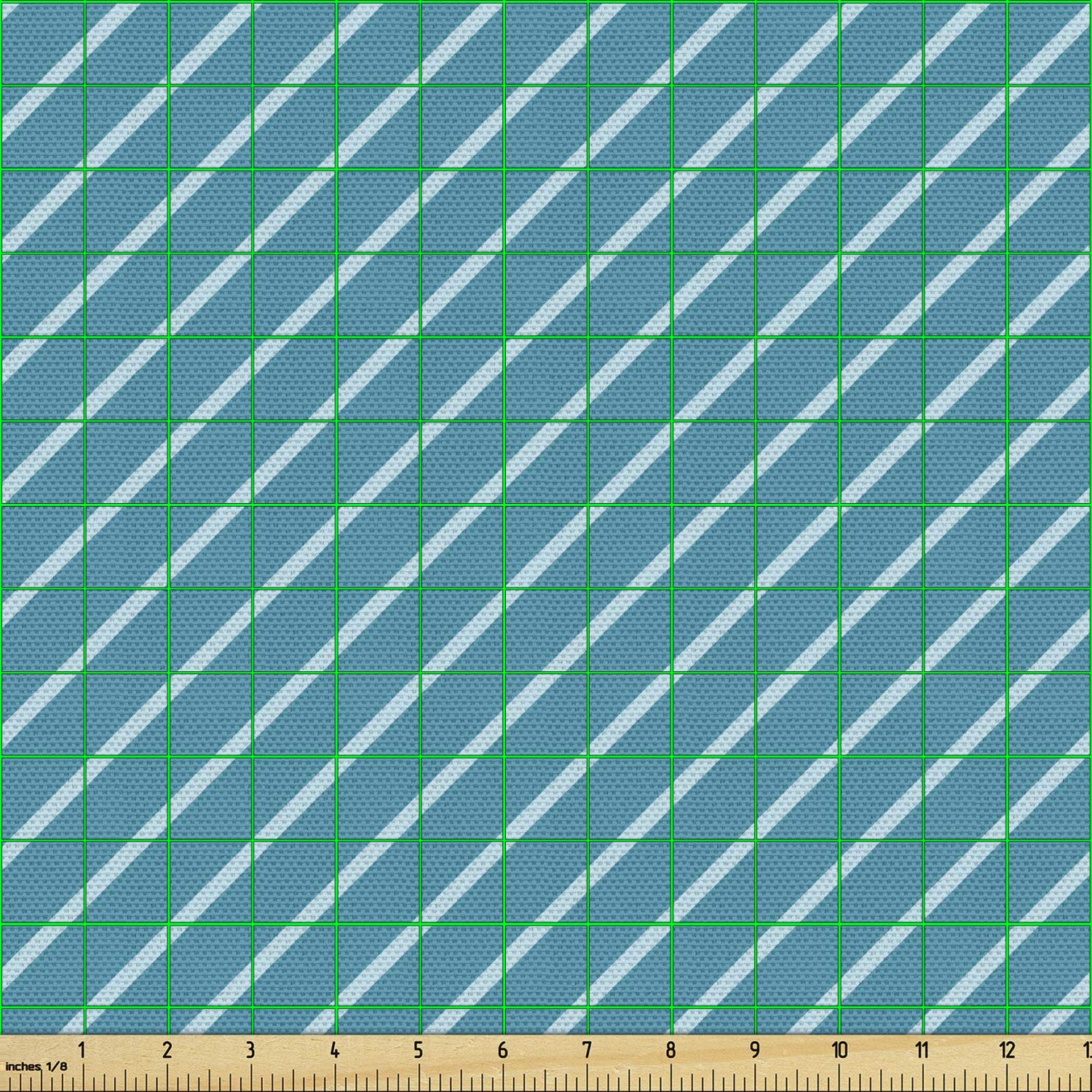 Ambesonne Geometric Fabric by The Yard - Diagonal Striped Upholstery Fabric in Mediterranean Blue Teal | Decorative Home Accent Fabric for Sofa, Curtains & Pillows | 10 Yards of Premium Cotton Fabric for DIY Crafts & Interior Design