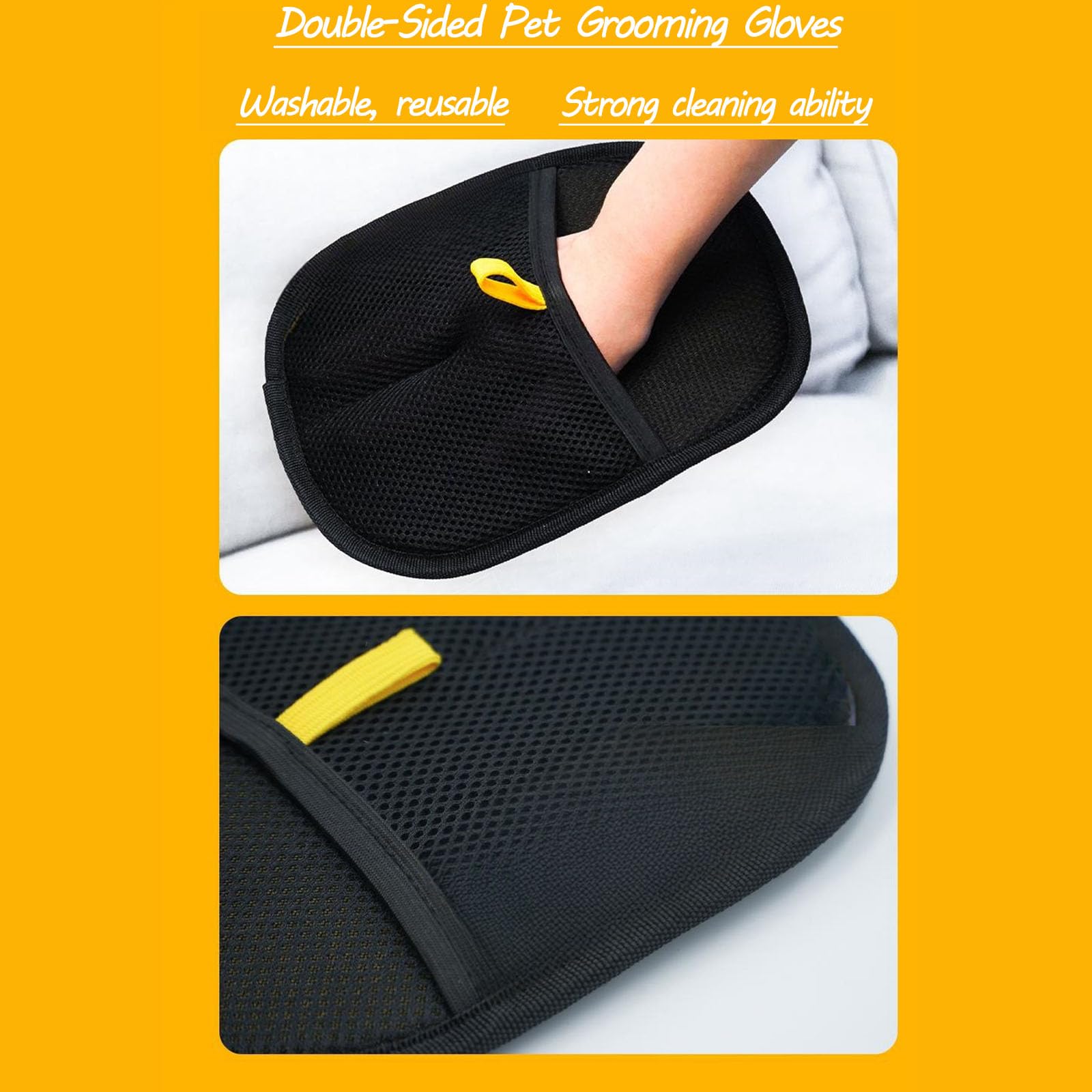 Double-Sided Pet Grooming Gloves for Dogs & Cats - Bathing & Shedding Control