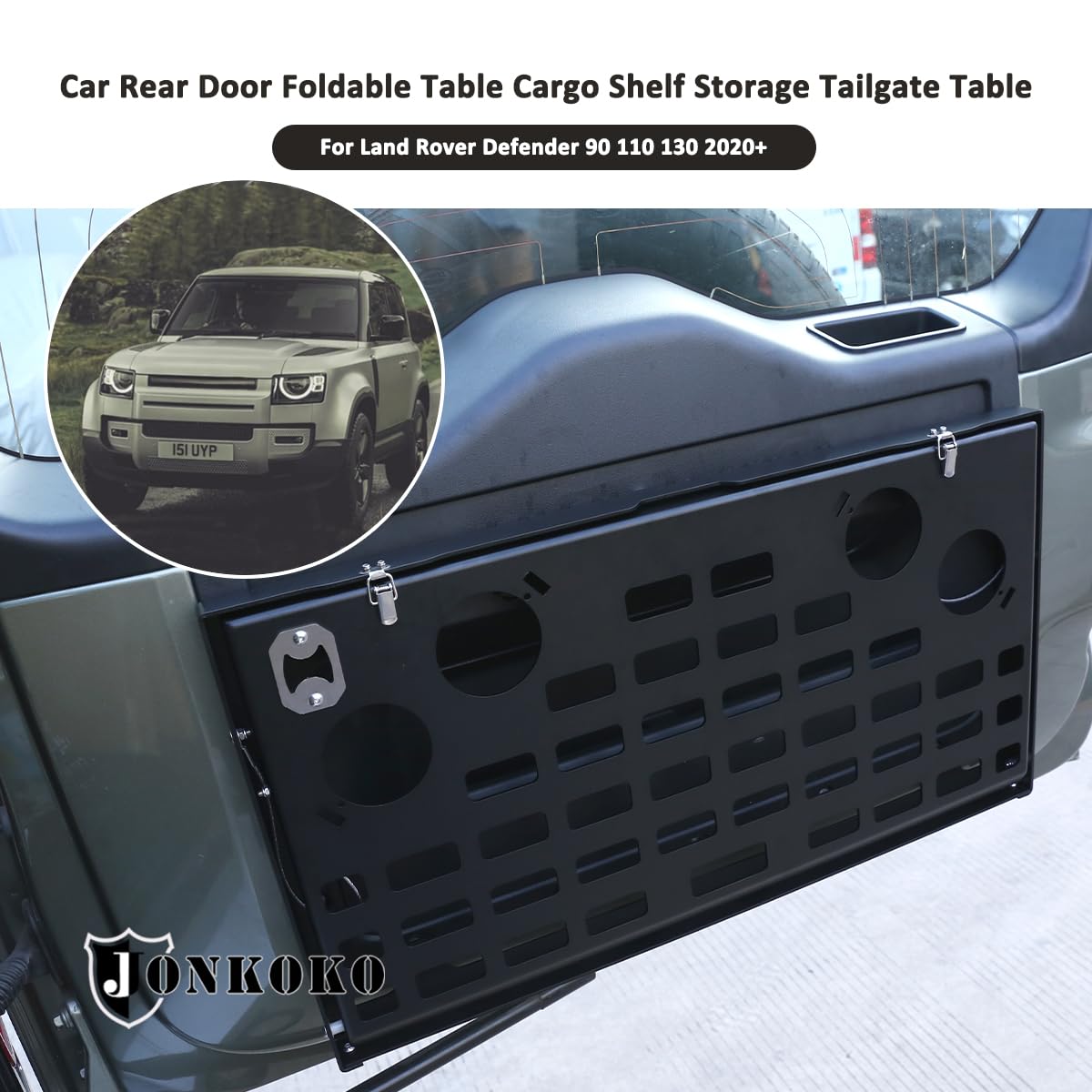 Black Aluminum Alloy Car Trunk Storage Basket Organizer for Land Rover Defender 110 (2020-2022 Models) - Heavy Duty Auto Accessories & Tailgate Cargo Shelf - Perfect for Camping, Road Trips and Outdoor Adventures
