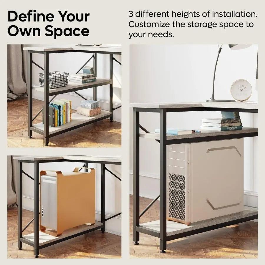 Bestier Small L-Shaped Desk with Reversible Shelves - Compact Home Office Desk for Small Spaces | Perfect for Gaming, Study & Remote Work