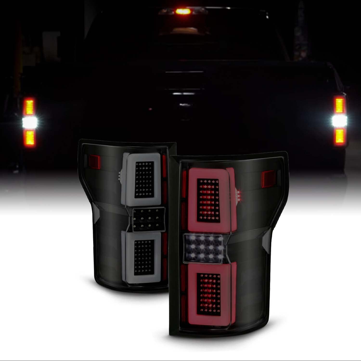 AKKON Black Smoked LED Tail Lights for 2015-2017 Ford F150 Pickup - Sequential Turn Signals, Brake Lamps (Pair) - Upgrade Your Truck's Style & Safety for Night Driving and Off-Road Adventures