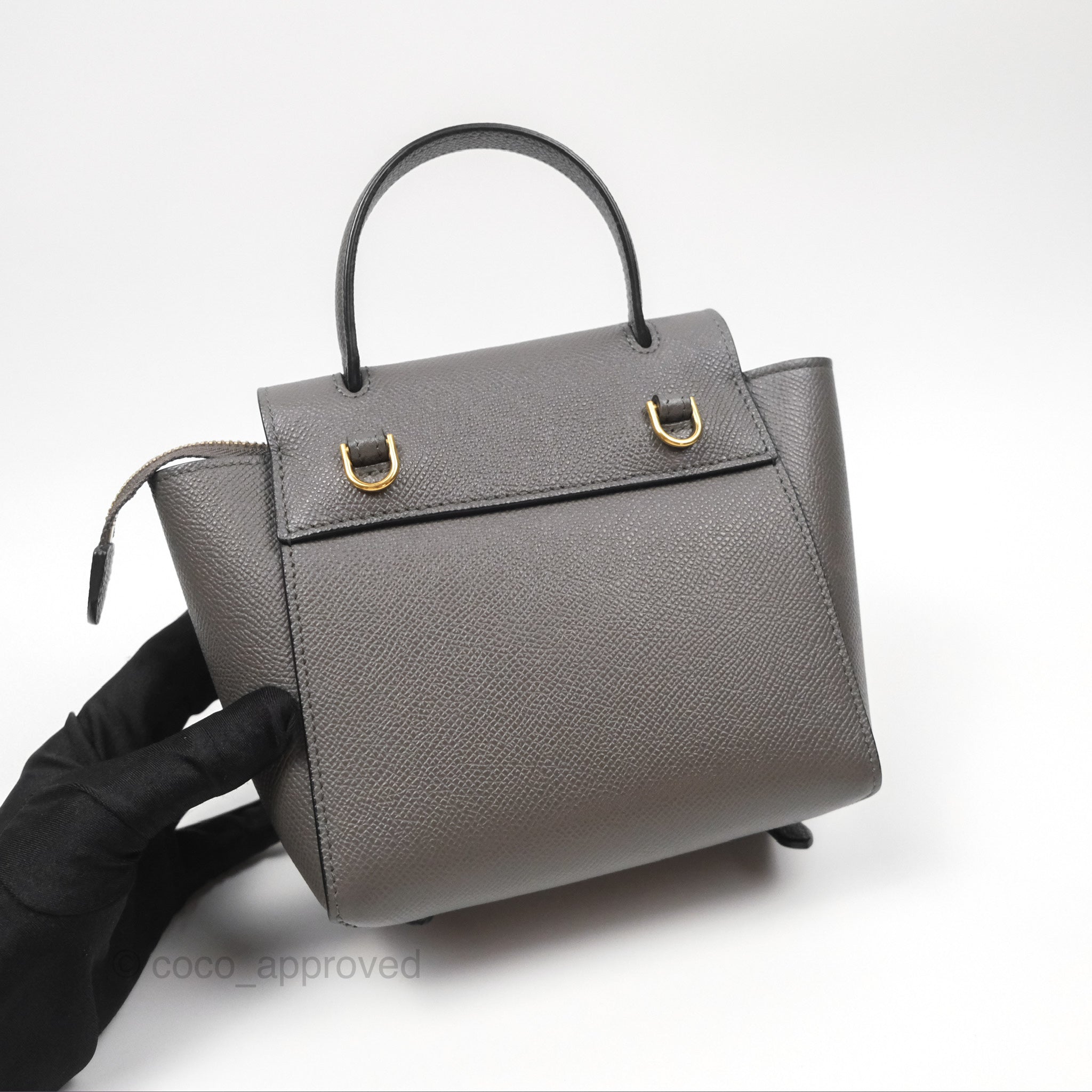 Celine Pico Belt Bag in Grey Grained Calfskin with Gold Hardware - Luxury Crossbody Bag for Women, Perfect for Everyday Use & Special Occasions
