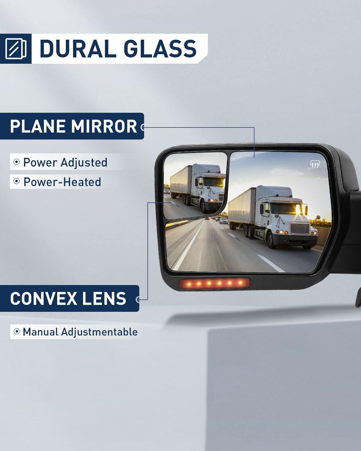 ECCPP Power Heated Towing Mirrors with Turn Signal Lights - Compatible with 2004-2014 Ford F-150 | Enhanced Rear View for Safe Towing & Trailering