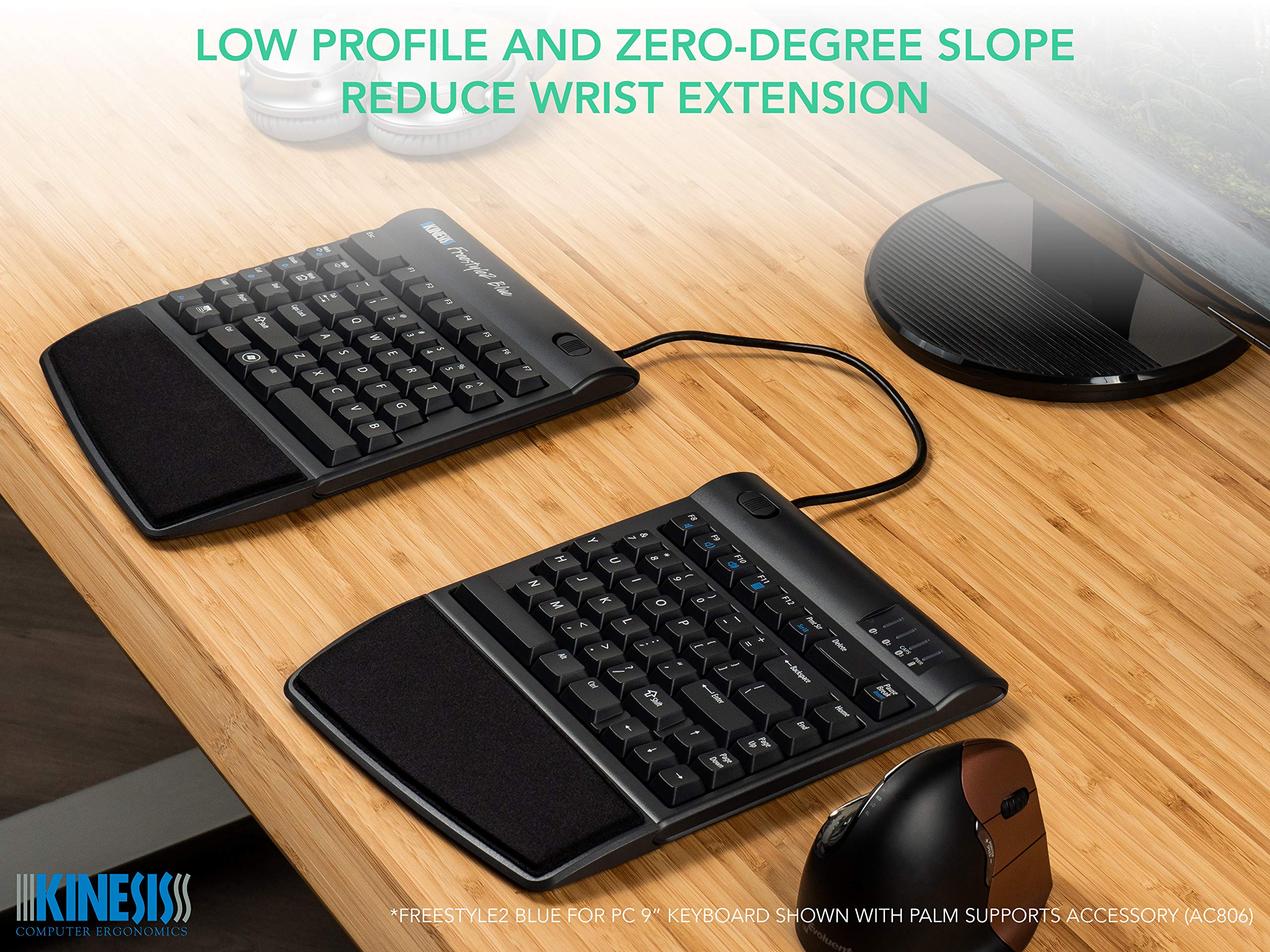 Kinesis Freestyle2 Blue Wireless Ergonomic Split Keyboard for PC & Mac - 9