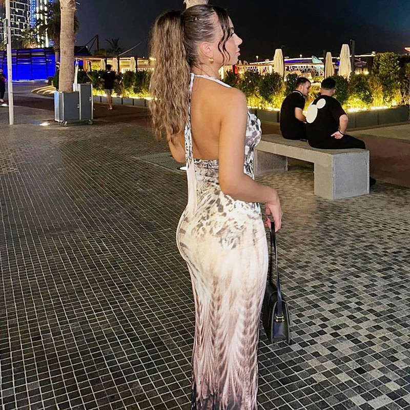 Sexy Backless V-Neck Lace-Up Maxi Dress for Women - Slim Fit Sleeveless Hollow Out Summer Dress | Perfect for Beach Vacation, Evening Party & Autumn Date Night