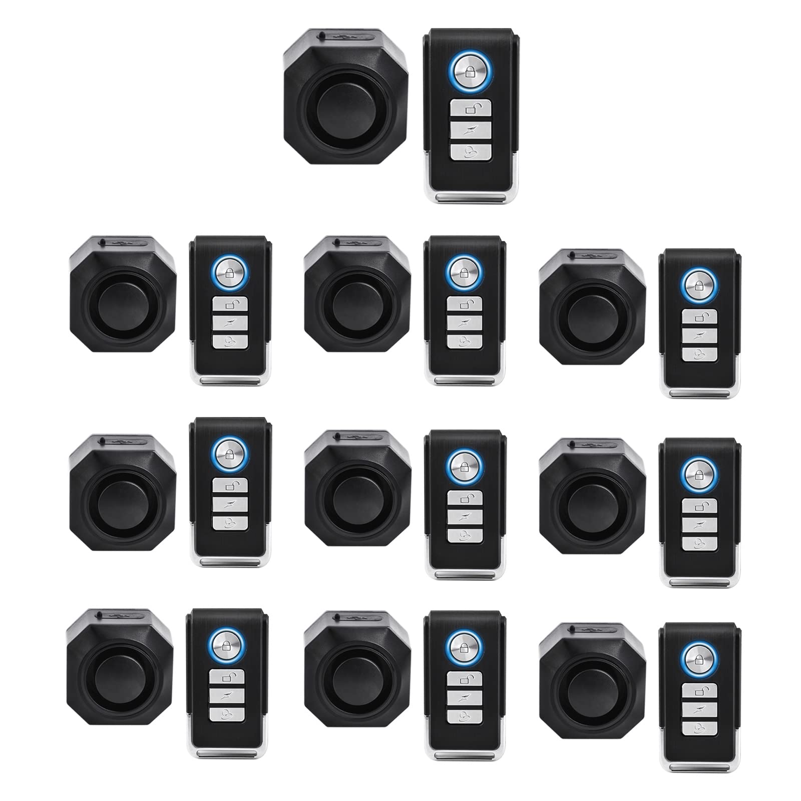 110dB Wireless Bike Alarm with Vibration & Motion Sensor - USB Rechargeable, Anti-Theft Waterproof Bicycle & Motorcycle Security Alarm with Remote Control (10 Pack) - Perfect for Outdoor Cycling, Commuting & Parking Protection