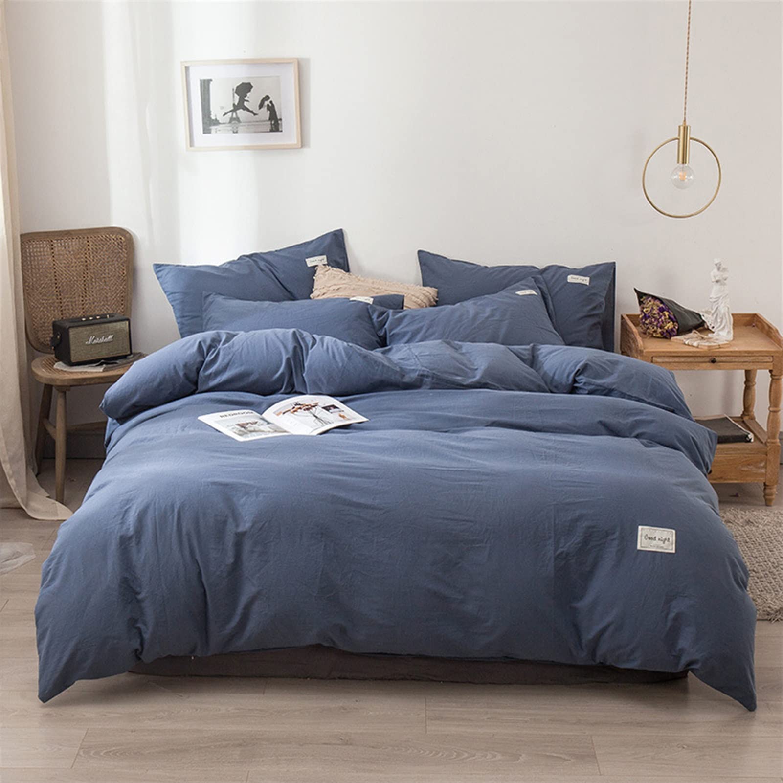 4 Piece Bedding Set - 100% Pure Cotton Solid Color Comforter Set with Soft Breathable Fabric | Double-Sided Design for Student Dorm & Family Use | Includes D-Bed Sheet 180x200cm (71x79