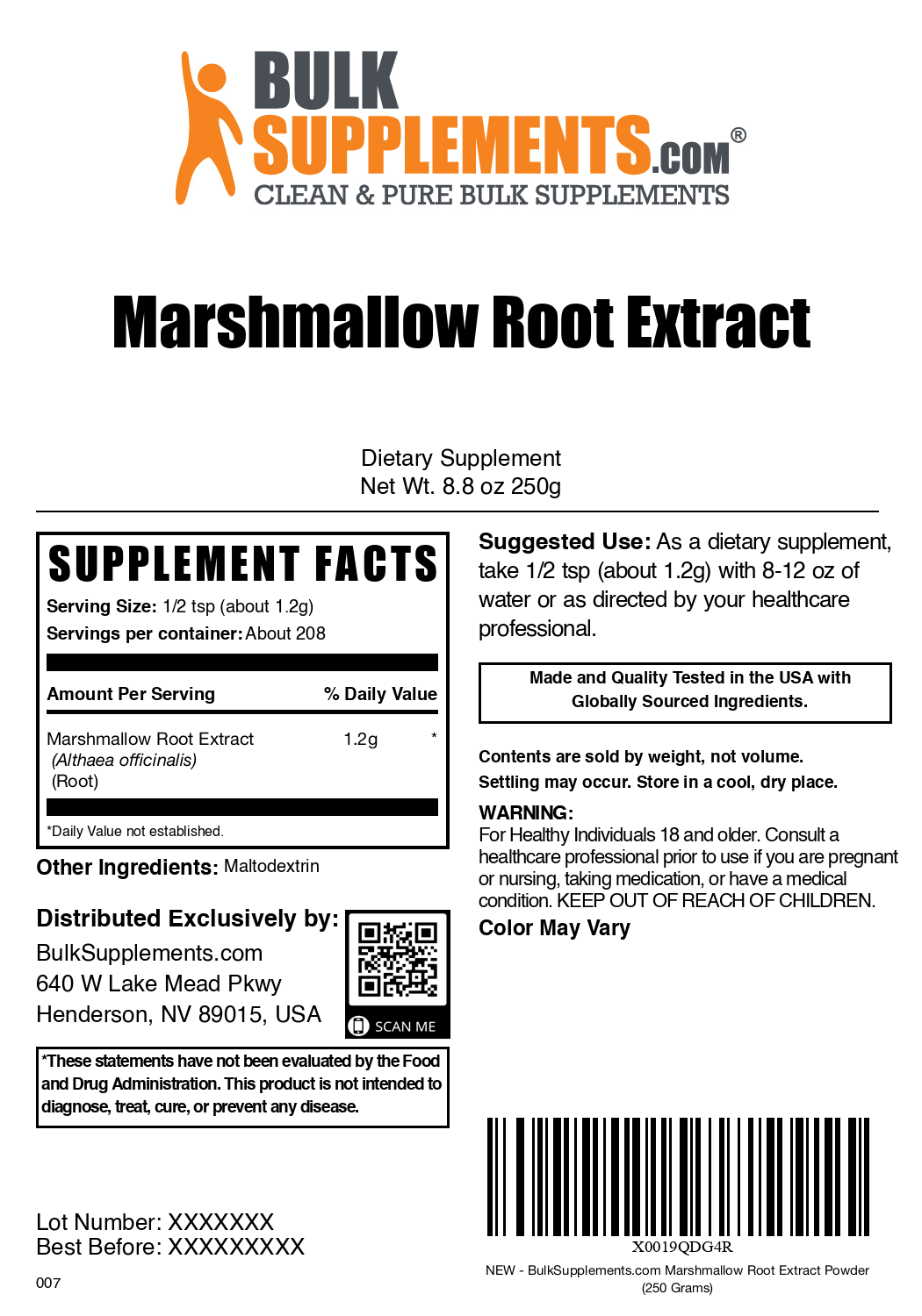 Organic Marshmallow Root Extract Powder - 100% Pure & Natural for Skin Care, Digestive Health & Immune Support - Perfect for DIY Beauty, Herbal Tea & Supplements