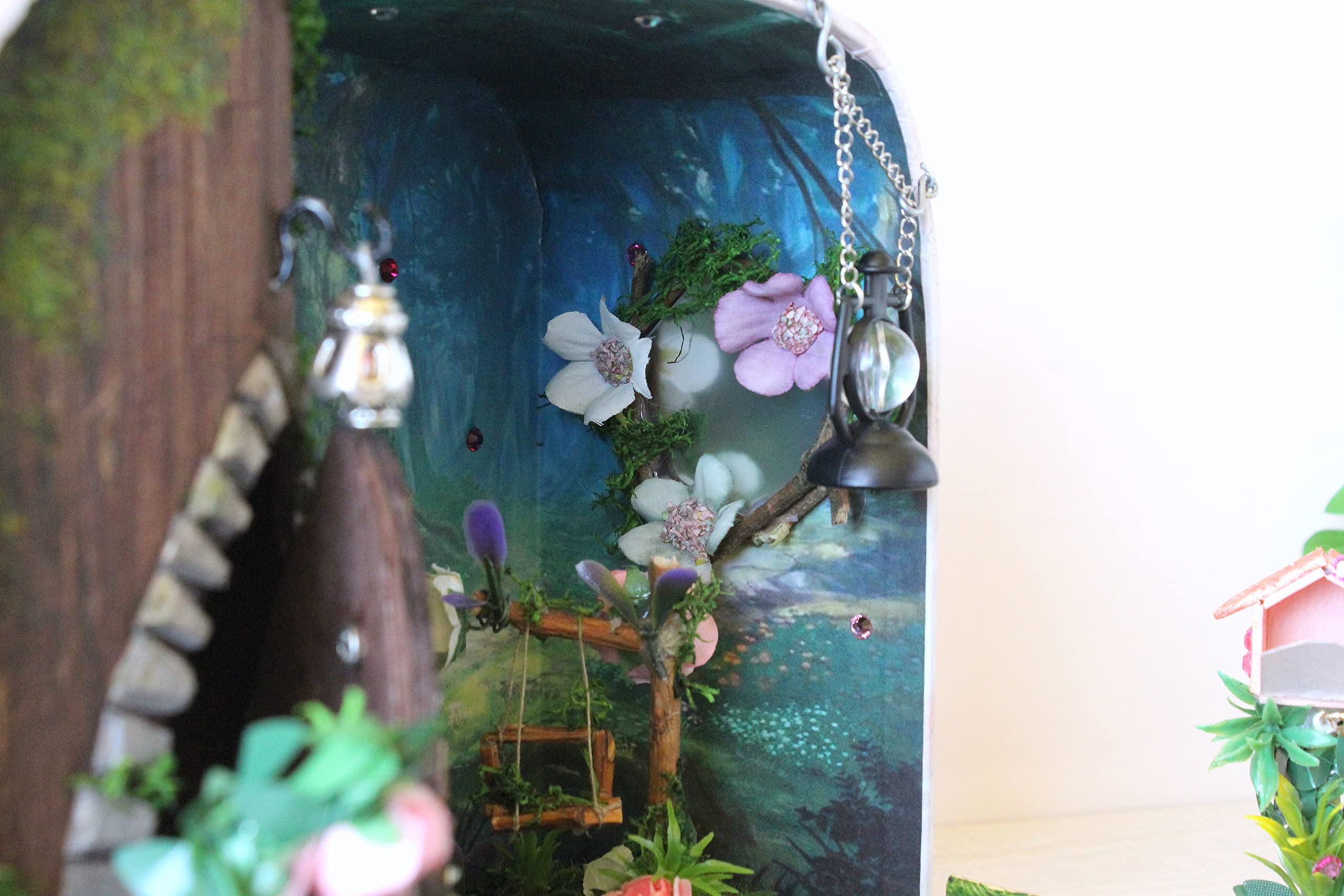 1:12 Scale Miniature Fairy Dollhouse Forest Diorama - Magical Suitcase Room for Fairy Garden & Fantasy Display - Perfect for Collectors, Home Decor, and Creative Play