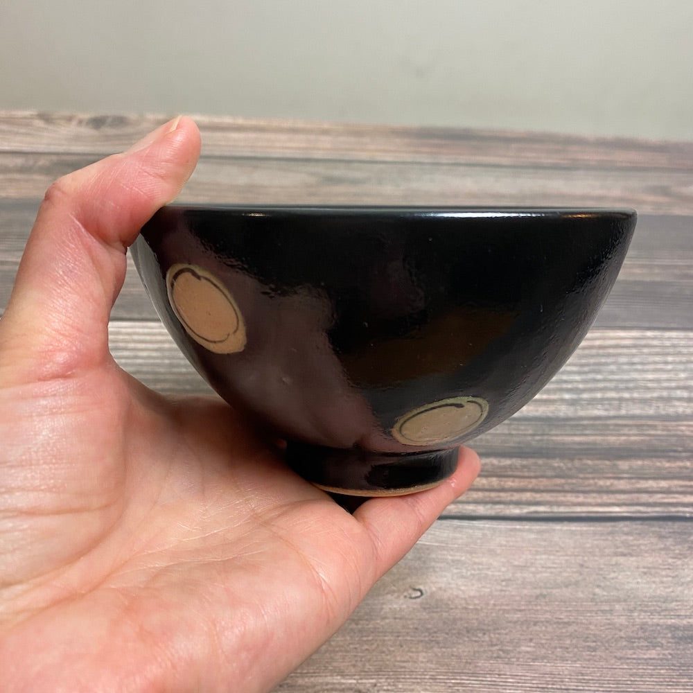 Japanese Dots Chawan Rice Bowl - Handmade Ceramic Tea Bowl for Matcha, Sushi, Rice - Perfect for Tea Ceremonies, Asian Dining & Home Decor