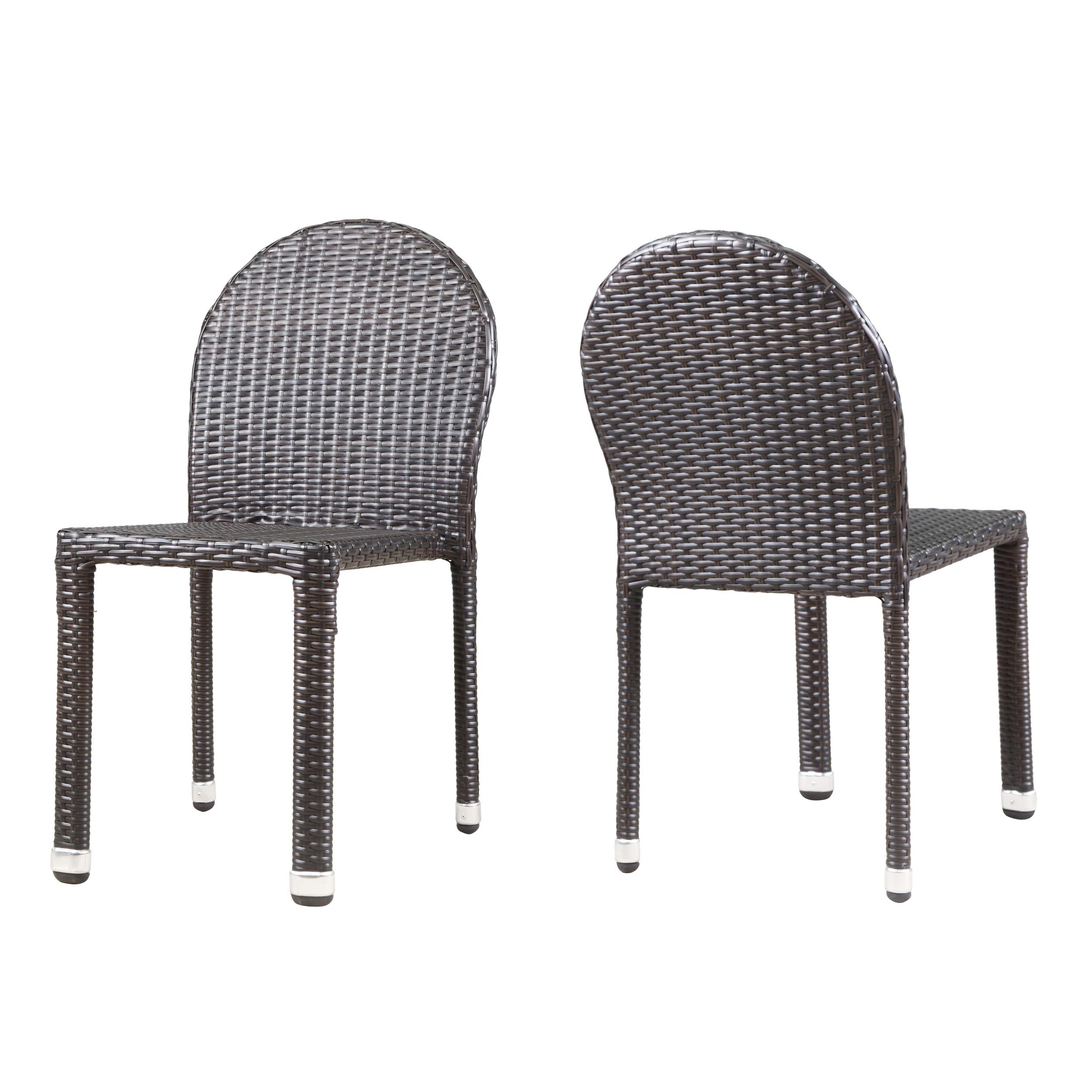 Christopher Knight Home Aurora Outdoor Wicker Stacking Chairs with Aluminum Frame, 2-Piece Set, Multi-Brown - Patio, Poolside & Garden Furniture for Outdoor Relaxation