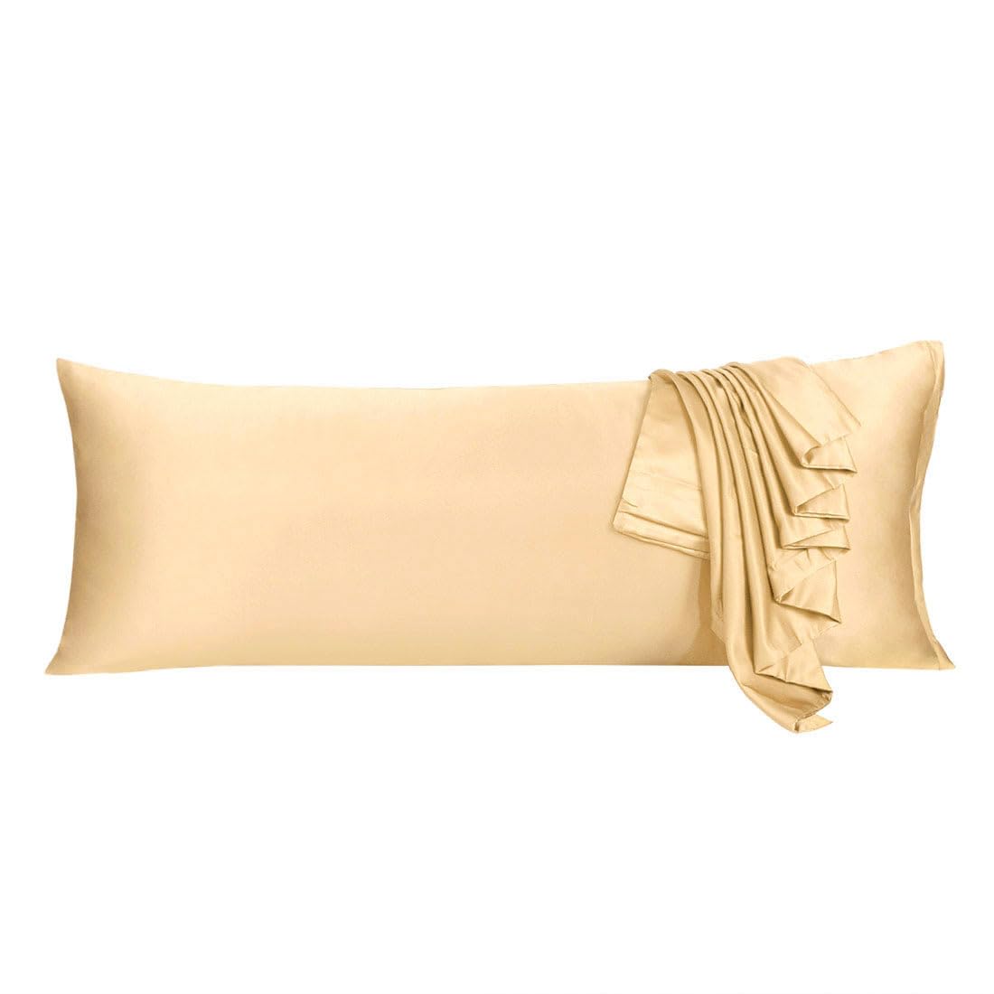 Luxury Satin Body Pillow Case - 21x54 Inch Champagne Silky Pillow Cover with Zipper for Hair & Skin Care | Soft Bedding for Adults, Back Support Pillowcase for Sleeping, Reading & Relaxation