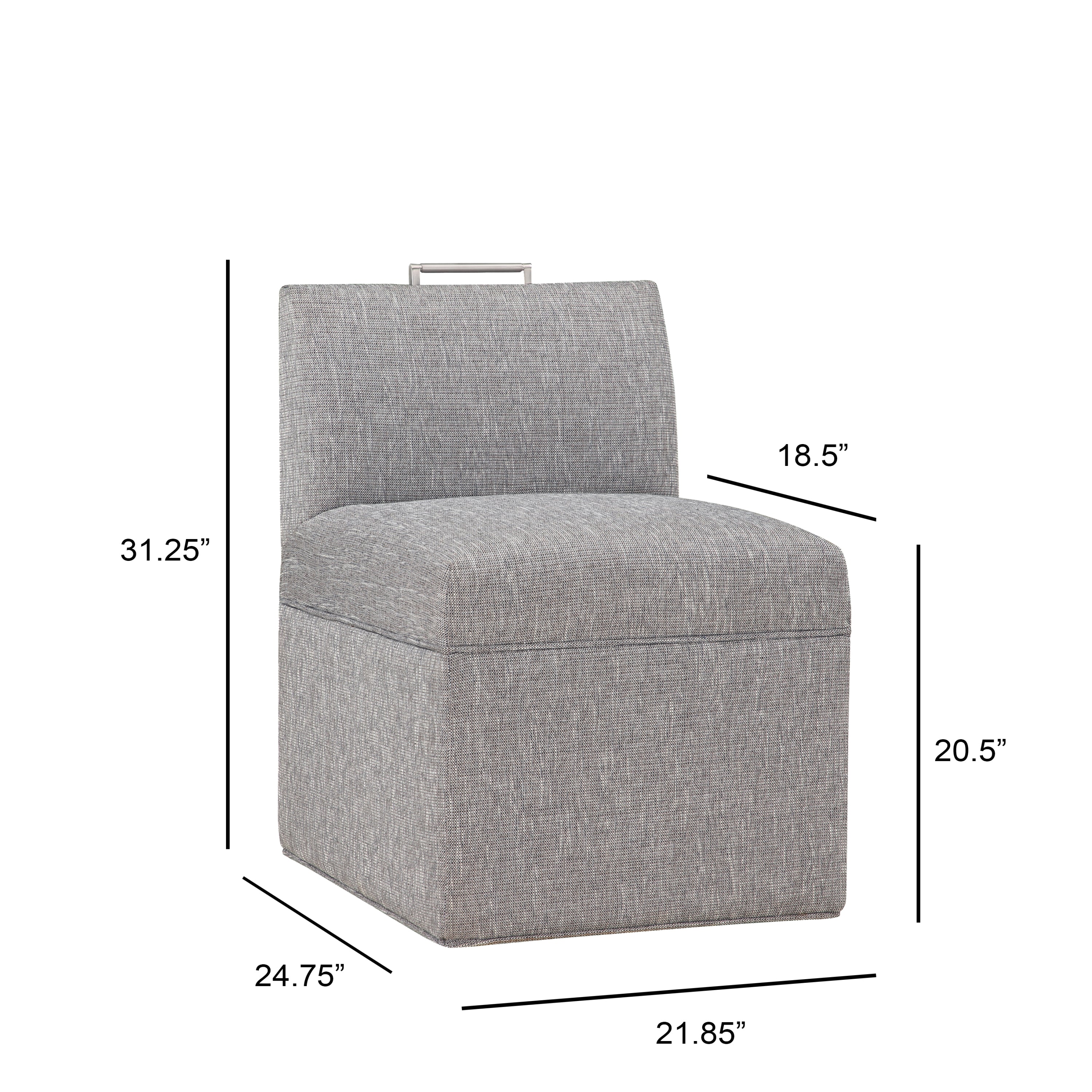 Della Modern Upholstered Castered Office Chair in Ashen Grey - Ergonomic Rolling Desk Chair for Home Office, Conference Room & Study