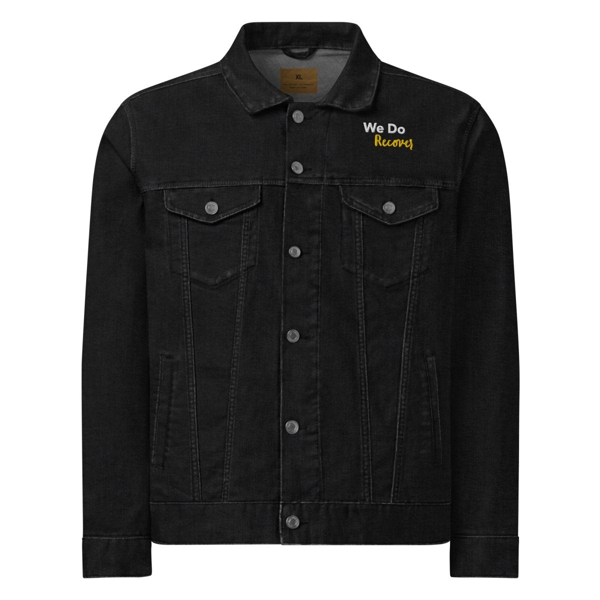 Empowering 'We Do Recover' Denim Jacket - Symbol of Hope & Resilience for Addiction Recovery & Mental Health Support | Perfect for Support Groups, Therapy Sessions & Everyday Inspiration