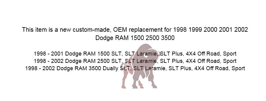 1998-2002 Dodge Ram 1500 2500 3500 Replacement Backrest (No Logo) - Custom Fit Truck Seat Covers for Comfort & Style - Perfect for Road Trips, Daily Commutes & Off-Road Adventures