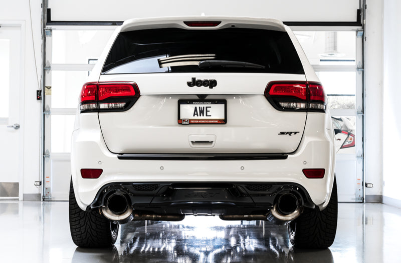 AWE Track Edition Cat Back Exhaust System with Polished Tips for 2012-2021 Jeep Grand Cherokee SRT 6.4L - High Performance Exhaust Upgrade for Enhanced Sound & Power - Perfect for Off-Roading & Street Driving
