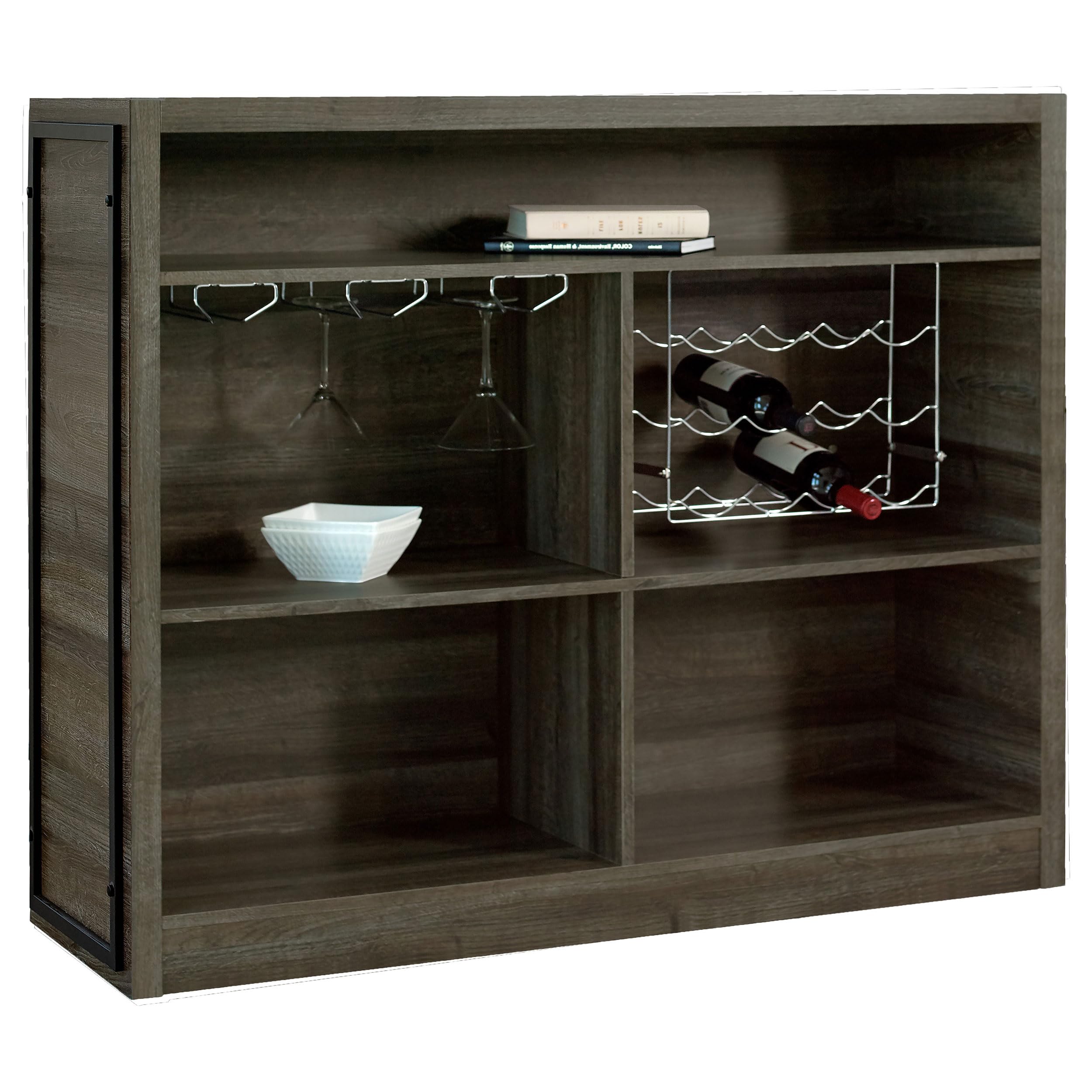Coaster Home Furnishings Joe Rustic Farmhouse 5-Shelf Bar Cabinet - Aged Oak Wine & Liquor Storage Unit 182071 | Perfect for Dining Room, Kitchen or Basement Home Bar Setup