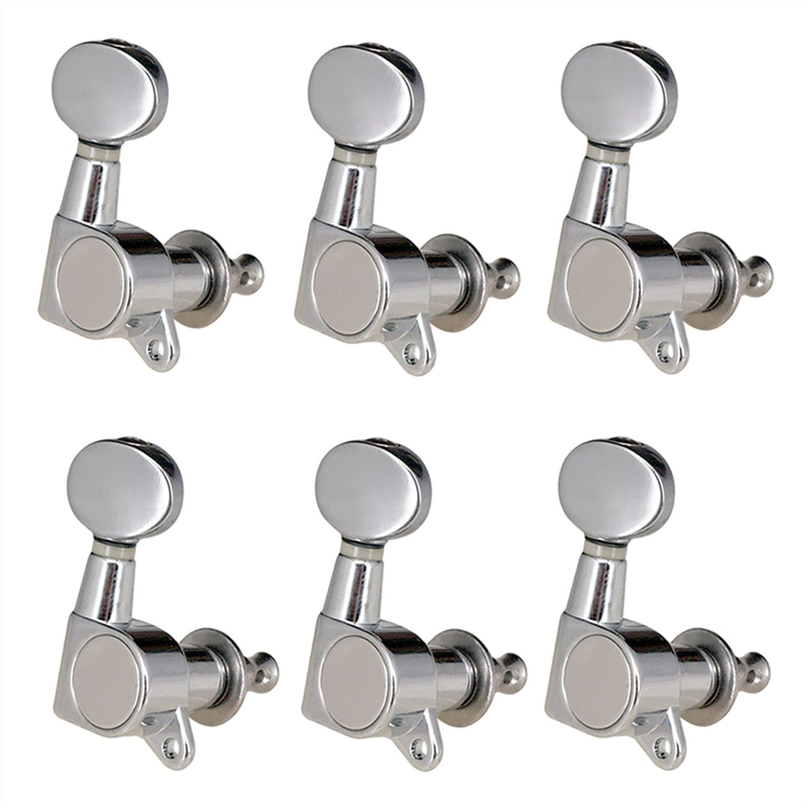 Premium 6R Silver Sealed Guitar Tuning Pegs - 6-Piece Set for Acoustic & Folk Guitars | Durable Machine Heads with Smooth Tuning | Perfect for Guitar Maintenance, Upgrades & Professional Performances