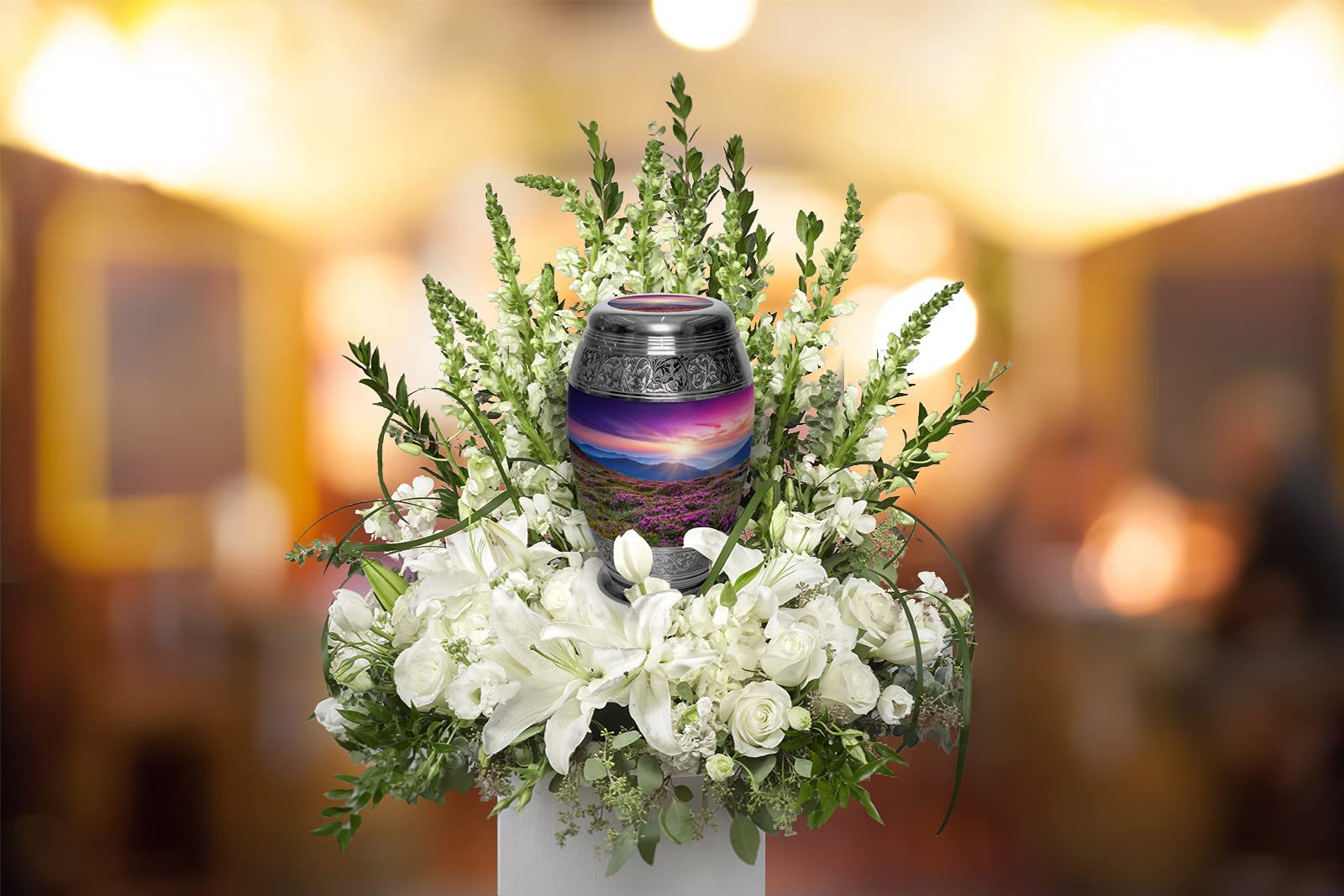 Heaven on Earth Extra Large Personalized Cremation Urn for Adult Male Ashes - Handcrafted Decorative Urn for Human Ashes - Perfect for Memorial Services, Home Display & Funeral Ceremonies