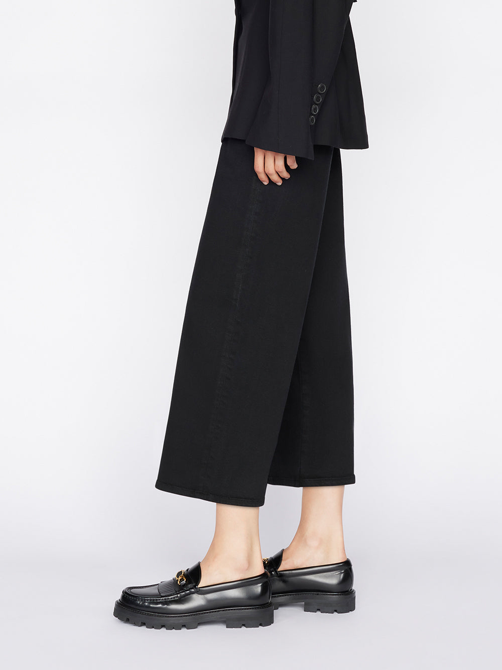 The Jetset Wide Crop Sheen Noir - Stylish High-Waisted Stretch Pants for Women | Perfect for Travel, Work & Casual Wear