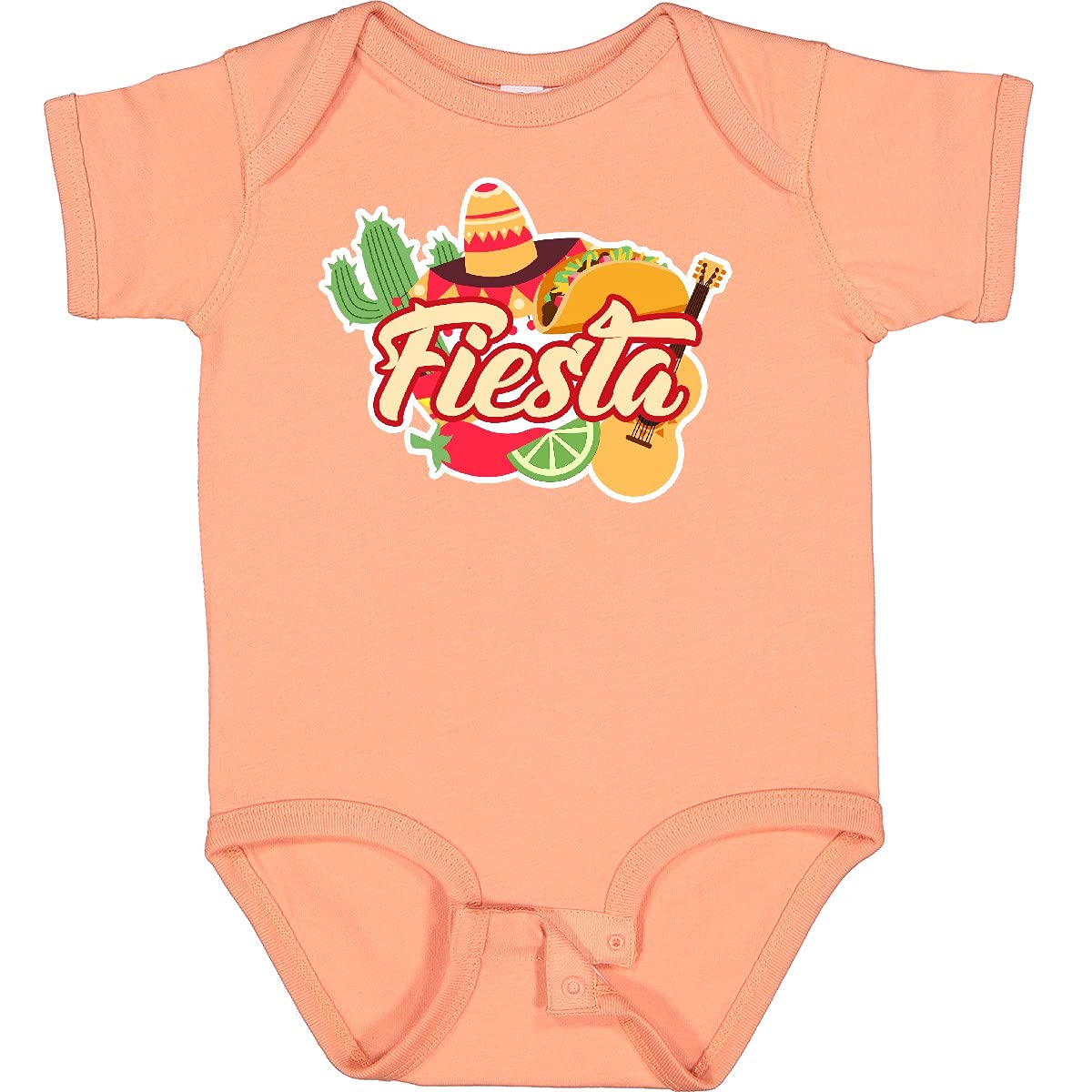 Inktastic Fiesta with Sombrero Taco Cactus Lime Red Pepper Baby Bodysuit - Cute Mexican-Themed Outfit for Infants, Parties & Cinco de Mayo Celebrations
