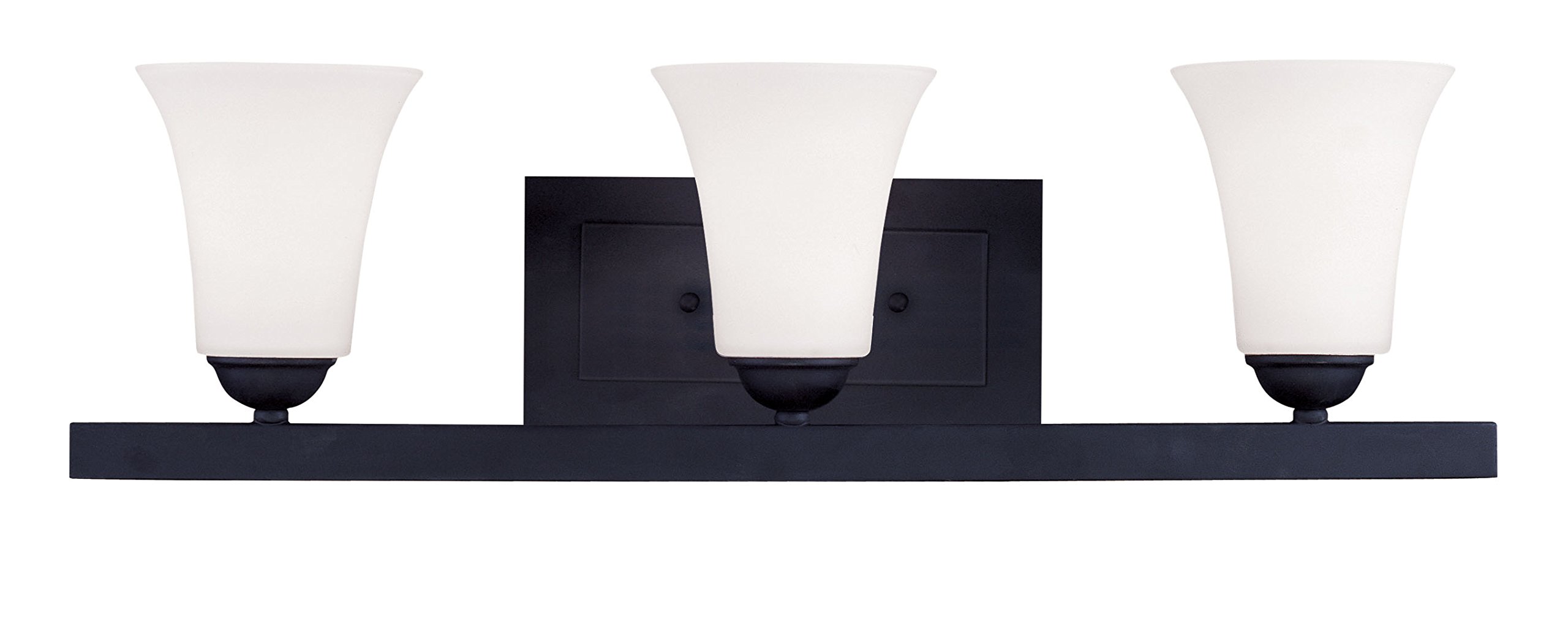 Livex Lighting 6493-04 Black Transitional 3-Light Bathroom Vanity Fixture - Ridgedale Collection - Perfect for Modern Bathrooms, Powder Rooms & Home Renovations