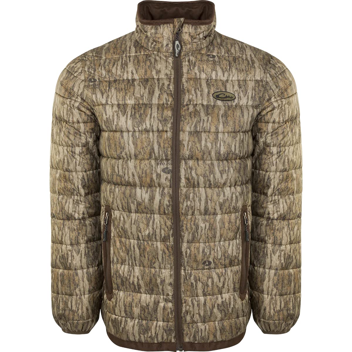 Drake Waterfowl LST Camo Double Down Layering Full Zip Jacket - Mossy Oak Bottomland Camouflage for Hunting & Outdoor Adventures - Size Small - Ideal for Waterfowl Hunting, Cold Weather Layering & Outdoor Activities
