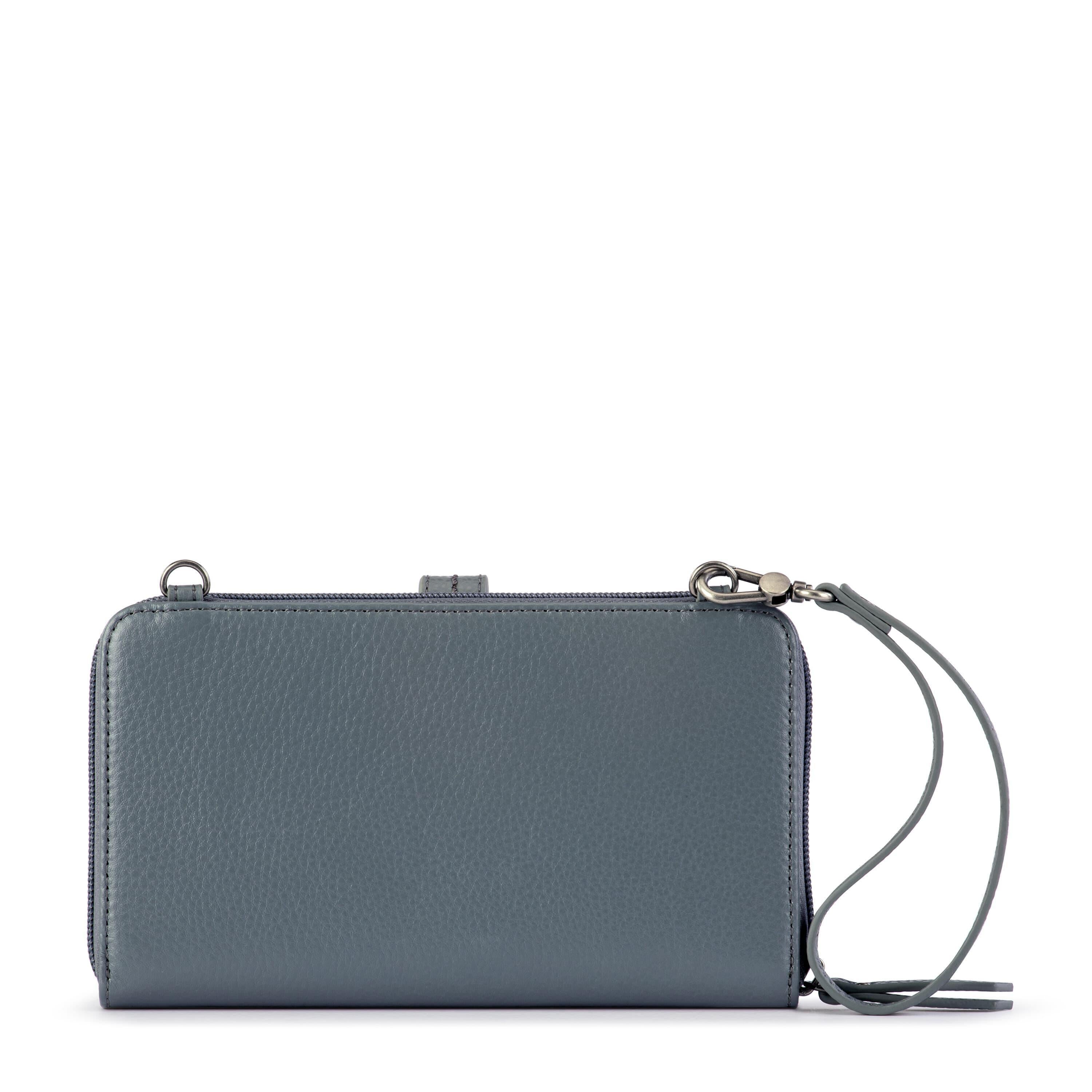 Premium Leather Iris Smartphone Wallet in Dusty Blue - Slim RFID Blocking Card Holder for iPhone & Android - Perfect for Travel, Work & Everyday Use