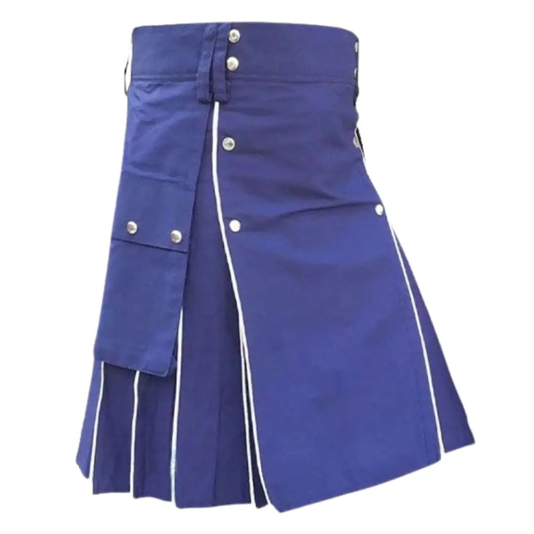 Blue Utility Kilt for Men - Durable & Stylish Tactical Kilt with Pockets - Perfect for Outdoor Activities, Hiking, Festivals & Cosplay